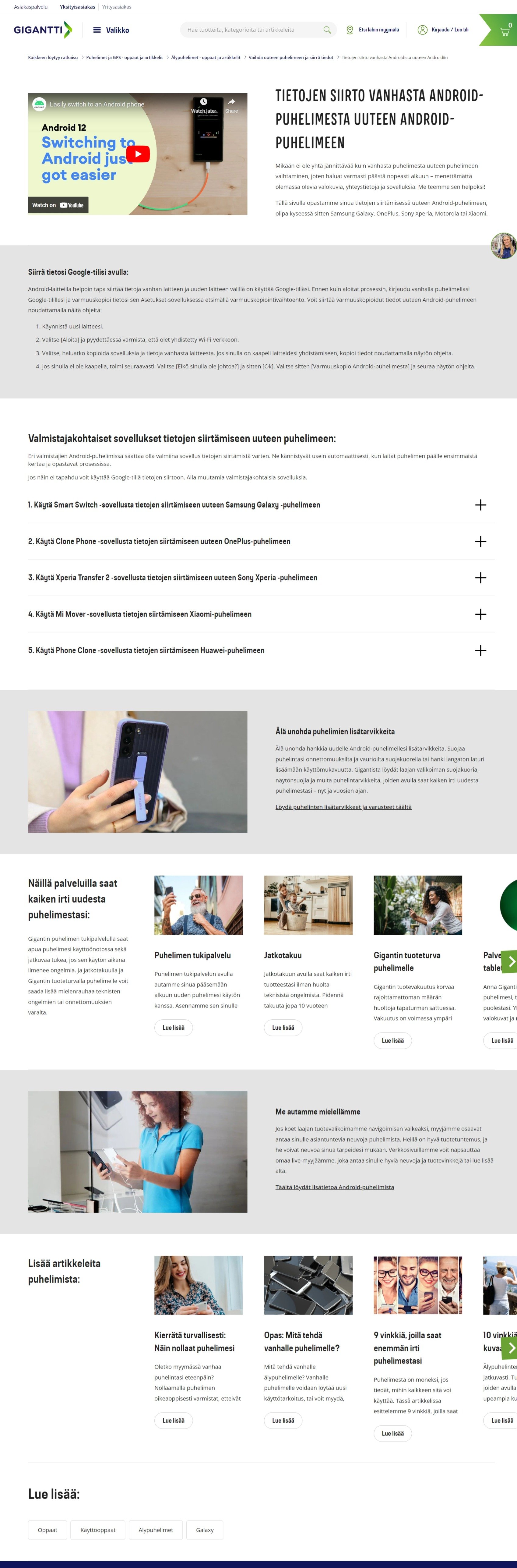 Changing from old Android to new one