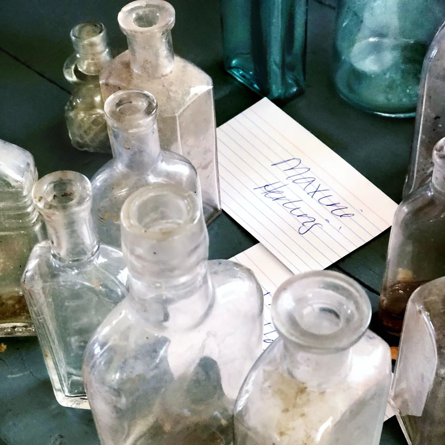 Glass bottle collection belonging to Maxine&nbsp;Herling, one of the former presidents of the Historical Society. She was instrumental in the efforts to restore the Union Church's steeple and&nbsp;save Durham's very own Revere Bell! 

Donated by the 