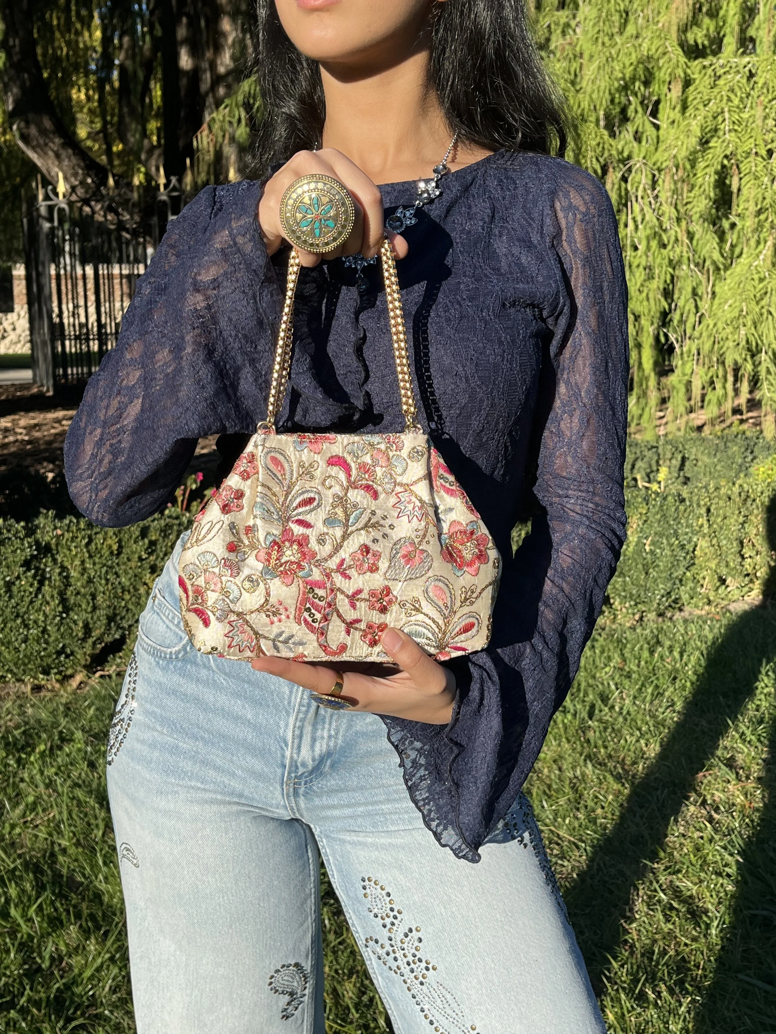 bolso bordado floral ˖᯽ ݁˖