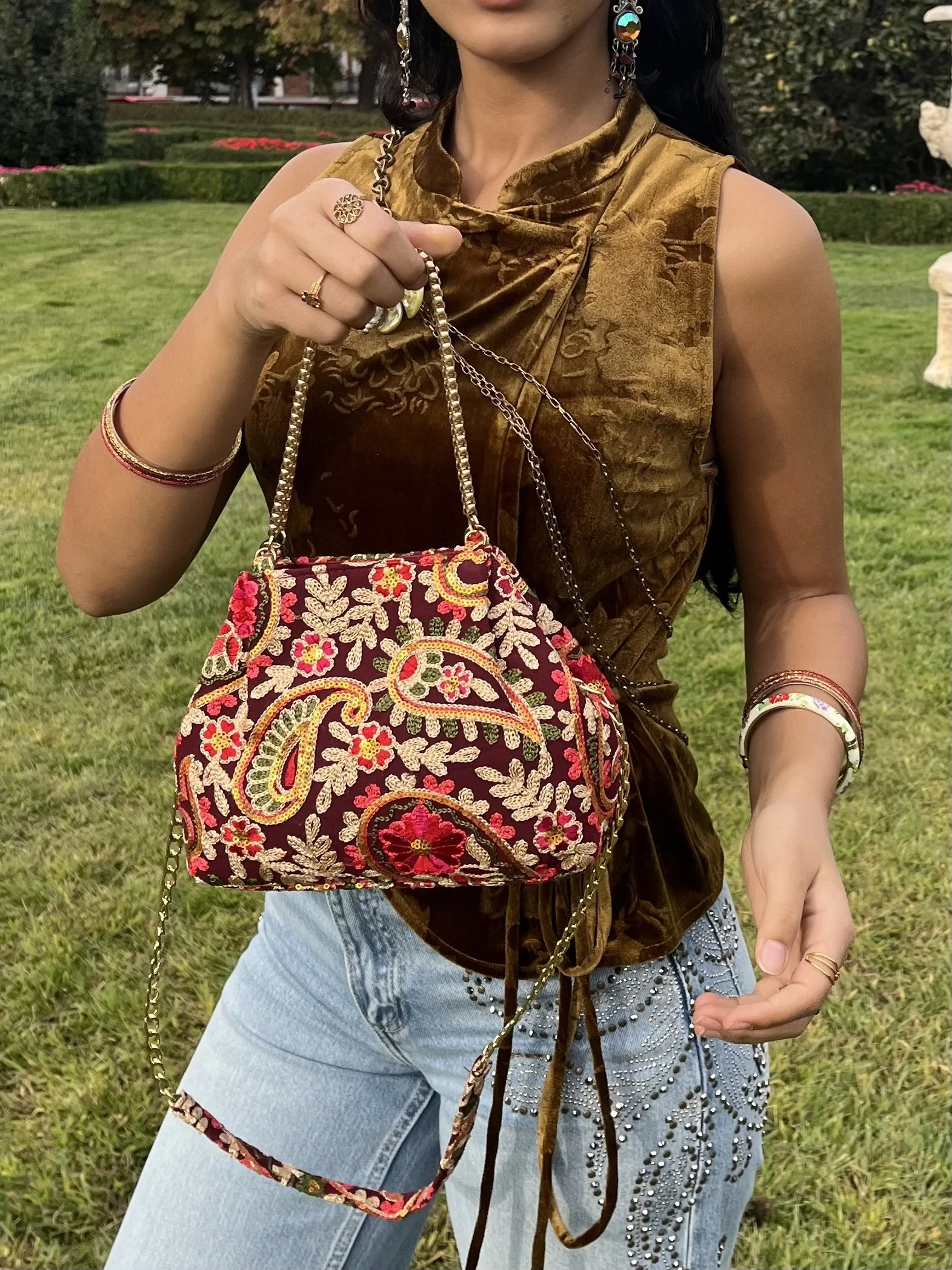 bolso bordado paisley ⟢