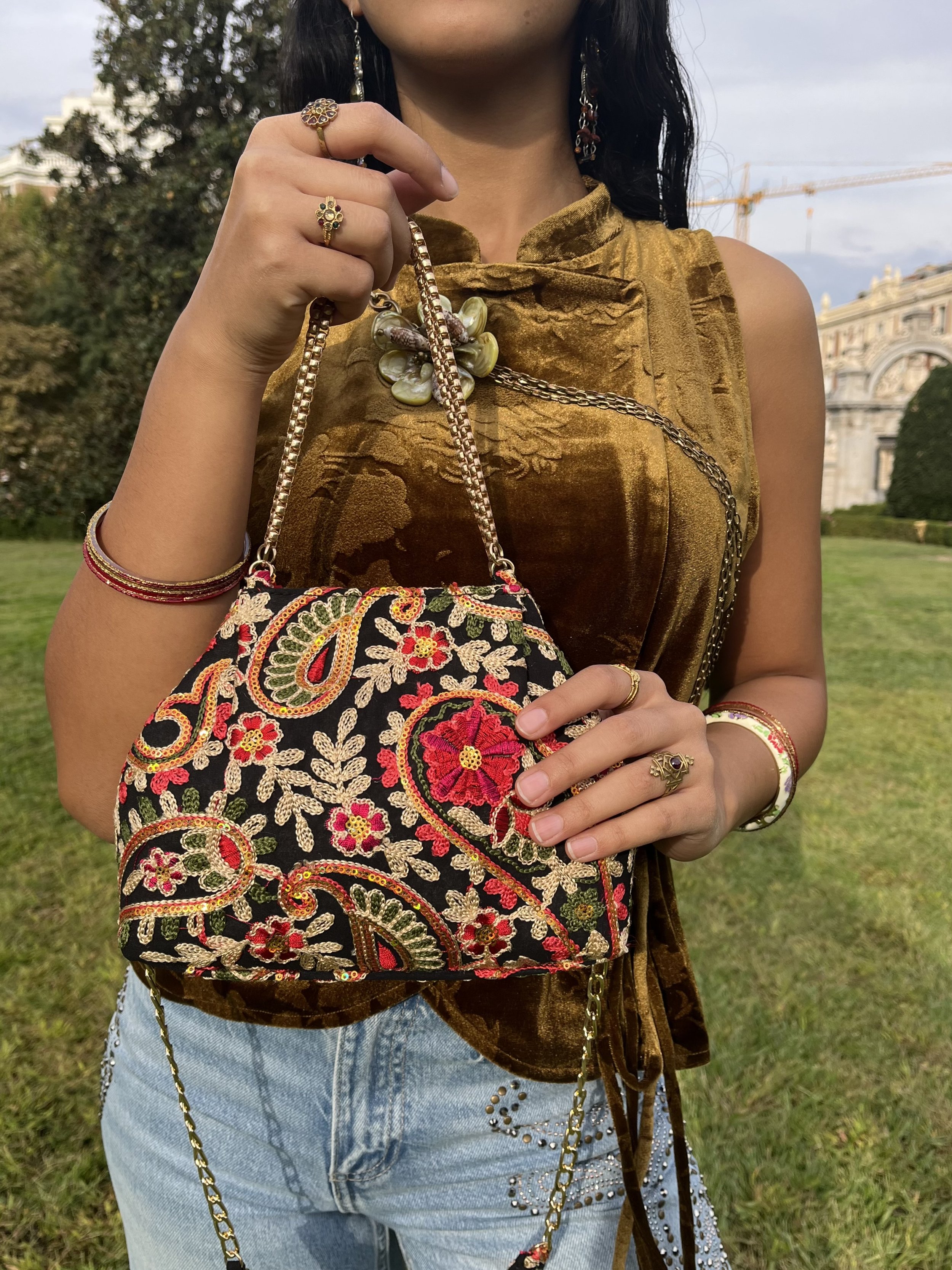 bolso bordado paisley ⟢