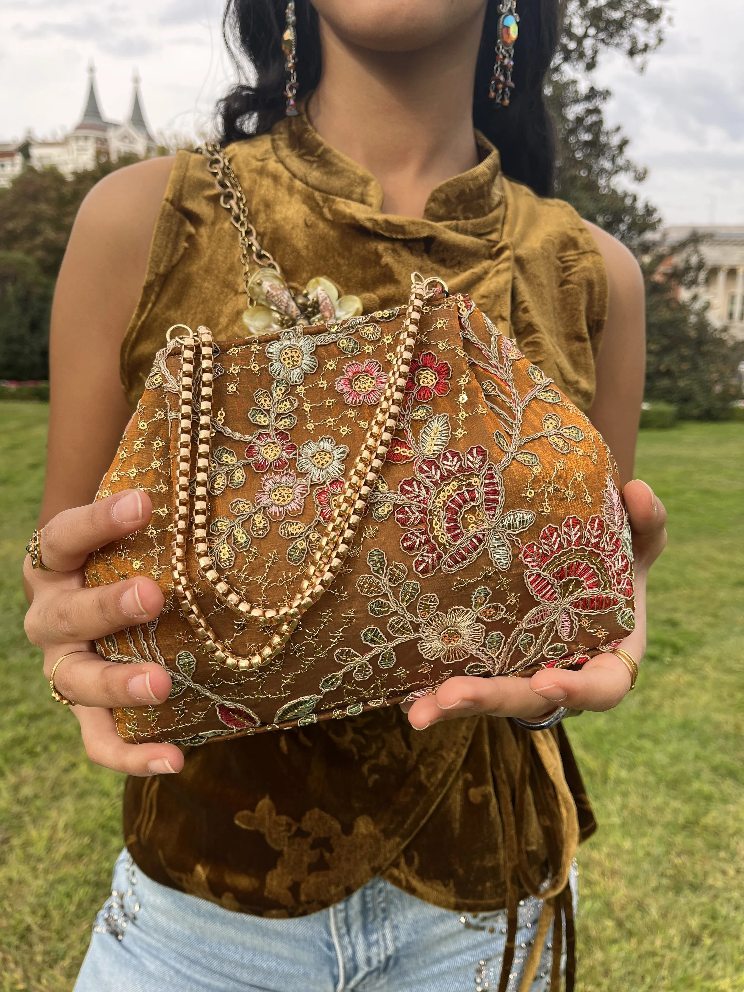 bolso bordado floral ˖᯽ ݁˖
