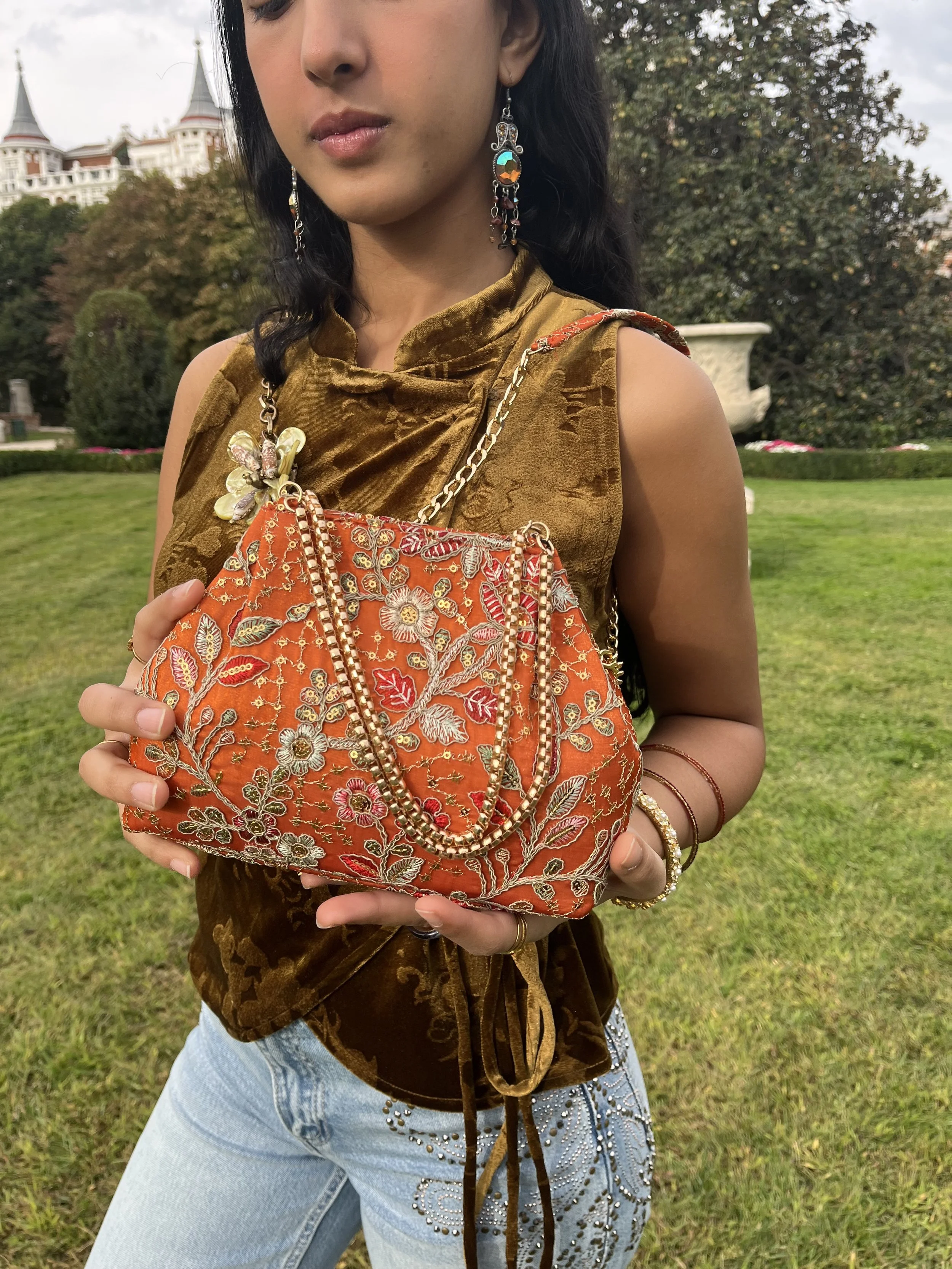 bolso bordado floral ˖᯽ ݁˖
