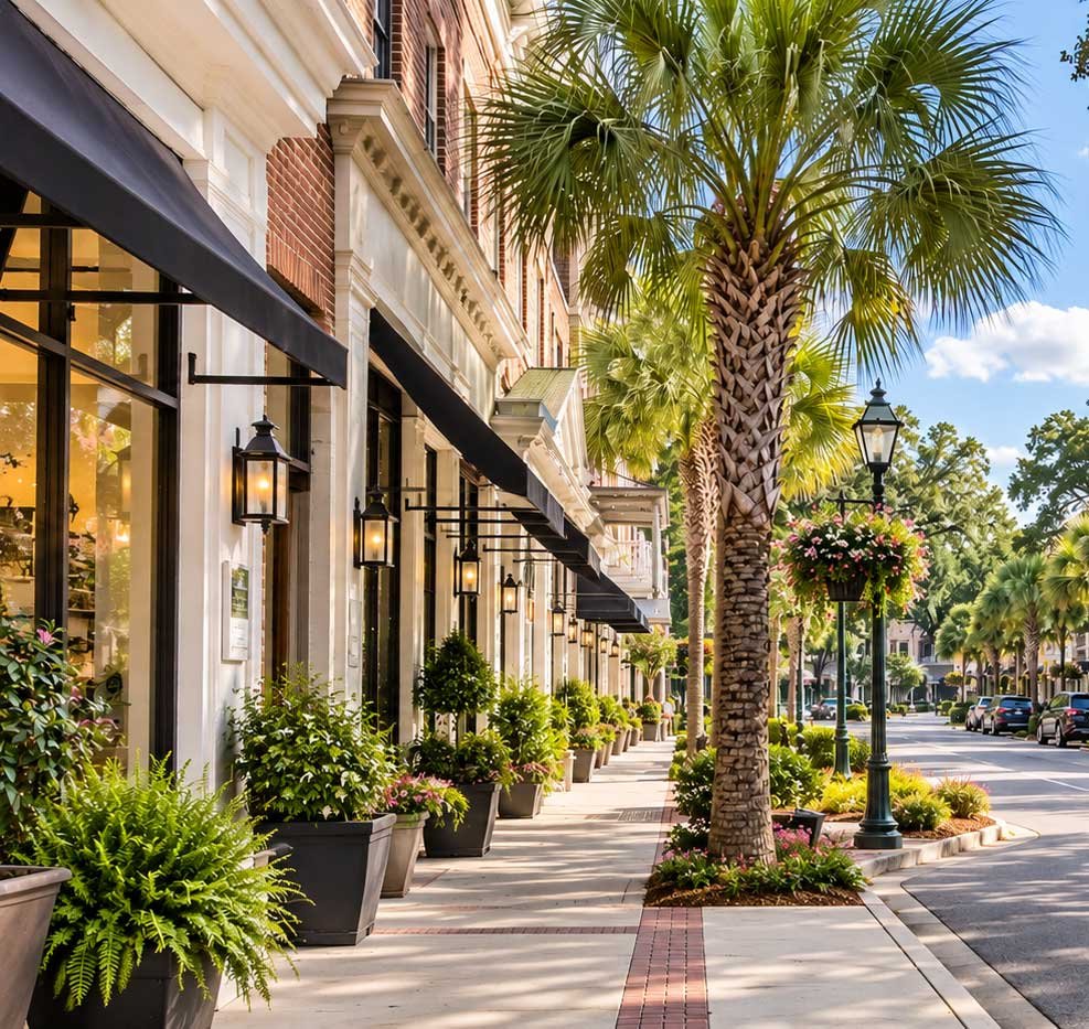 row of Lowcountry, SC shops