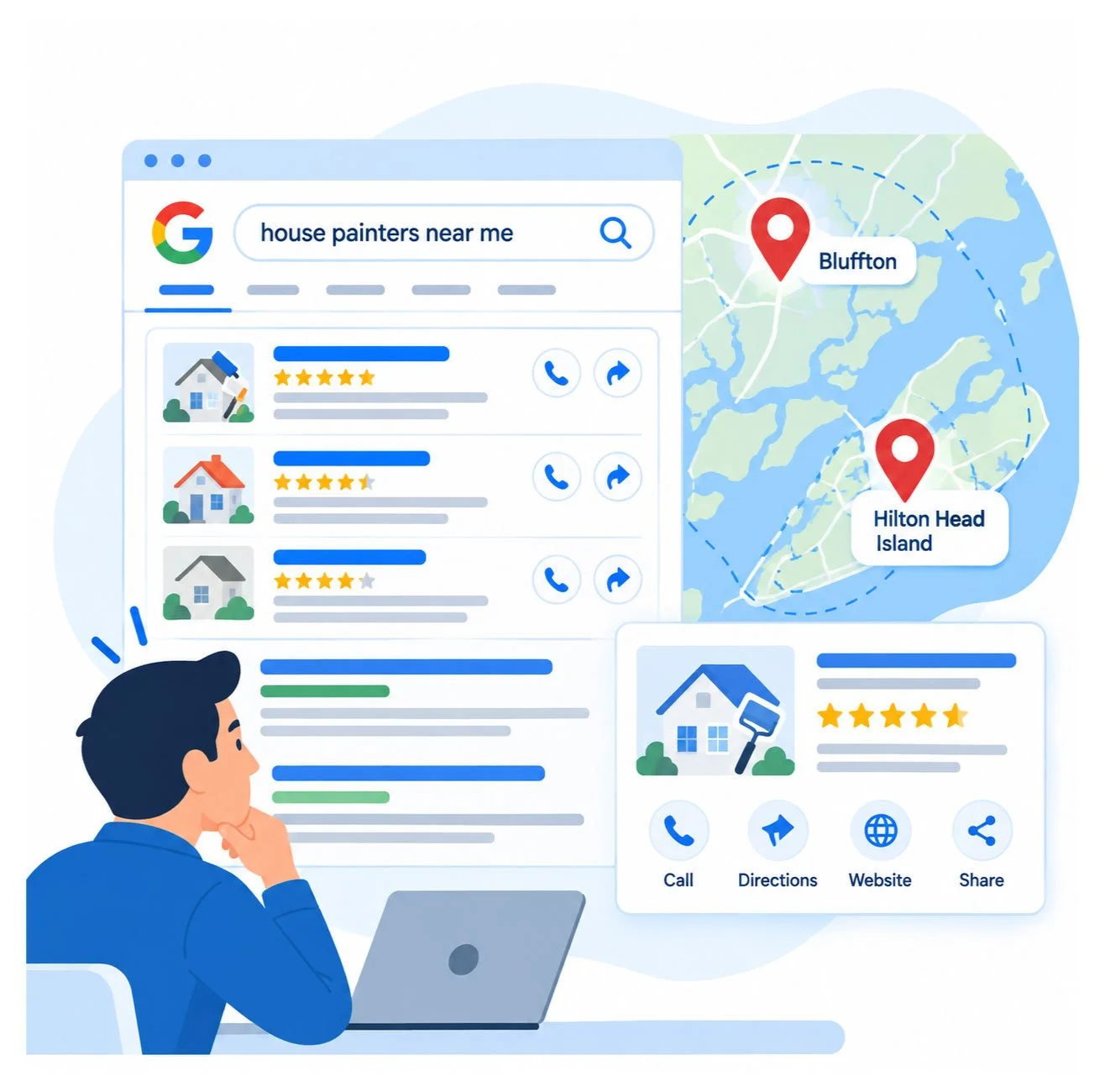 business owner watching local seo marketing