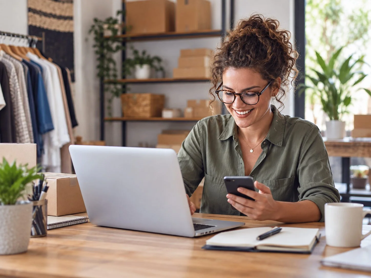 business owner on computer