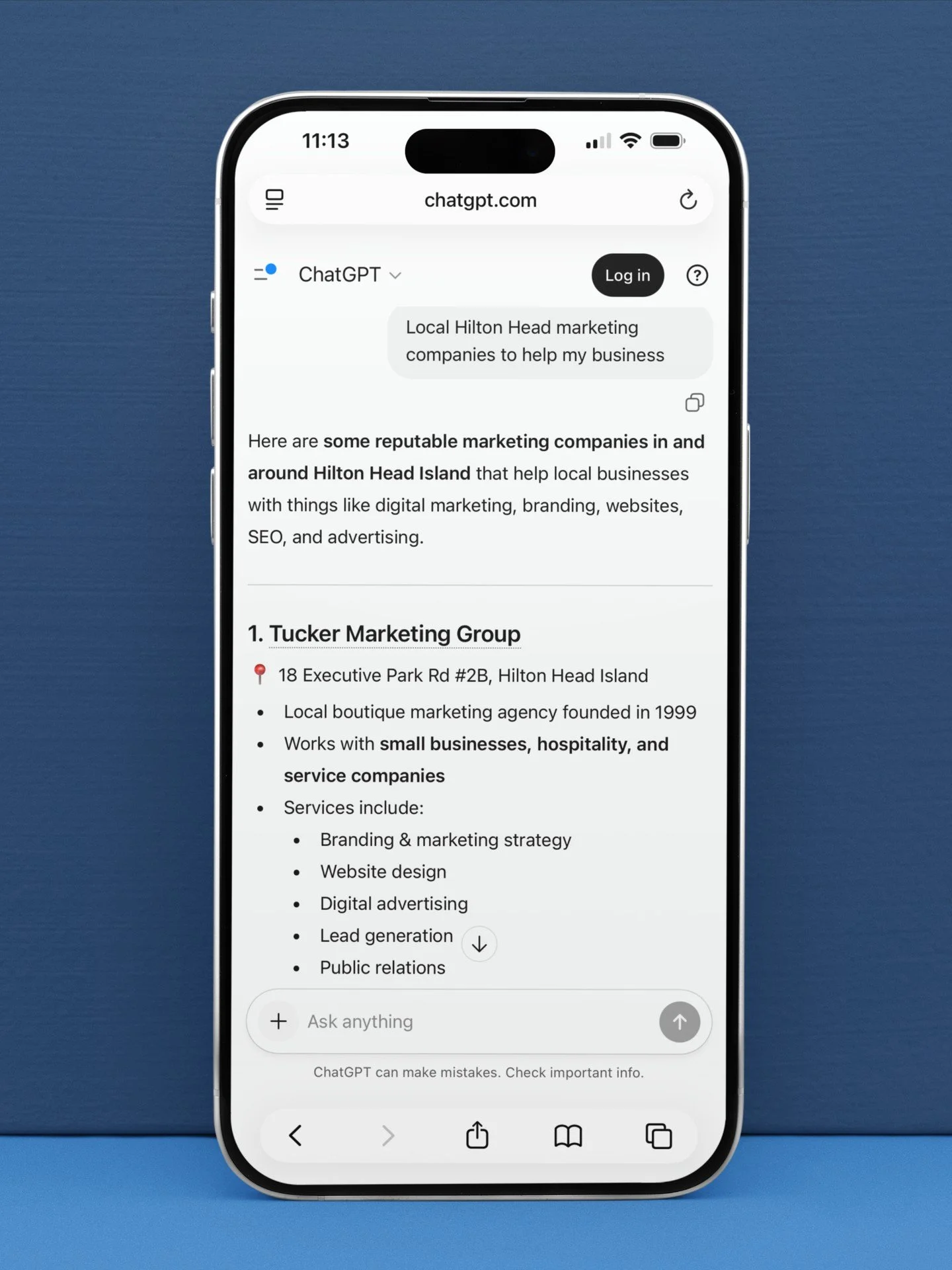 A prospect told us yesterday, &ldquo;I actually found you searching ChatGPT.&rdquo; 💬

The way people search online is changing fast, and if your business is not adapting, you're being left behind.

Now is the time. If you need help making your busi