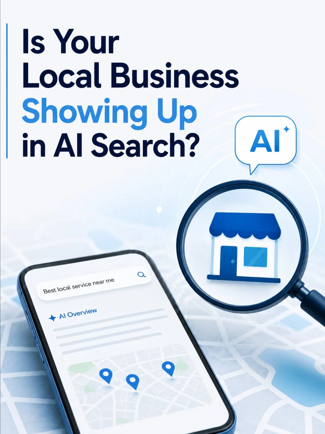Is your local business showing up in AI Search?

More people are starting to use AI tools like ChatGPT and Google AI results to find local businesses, services, and recommendations online. 

If your business is not building trust and visibility onlin