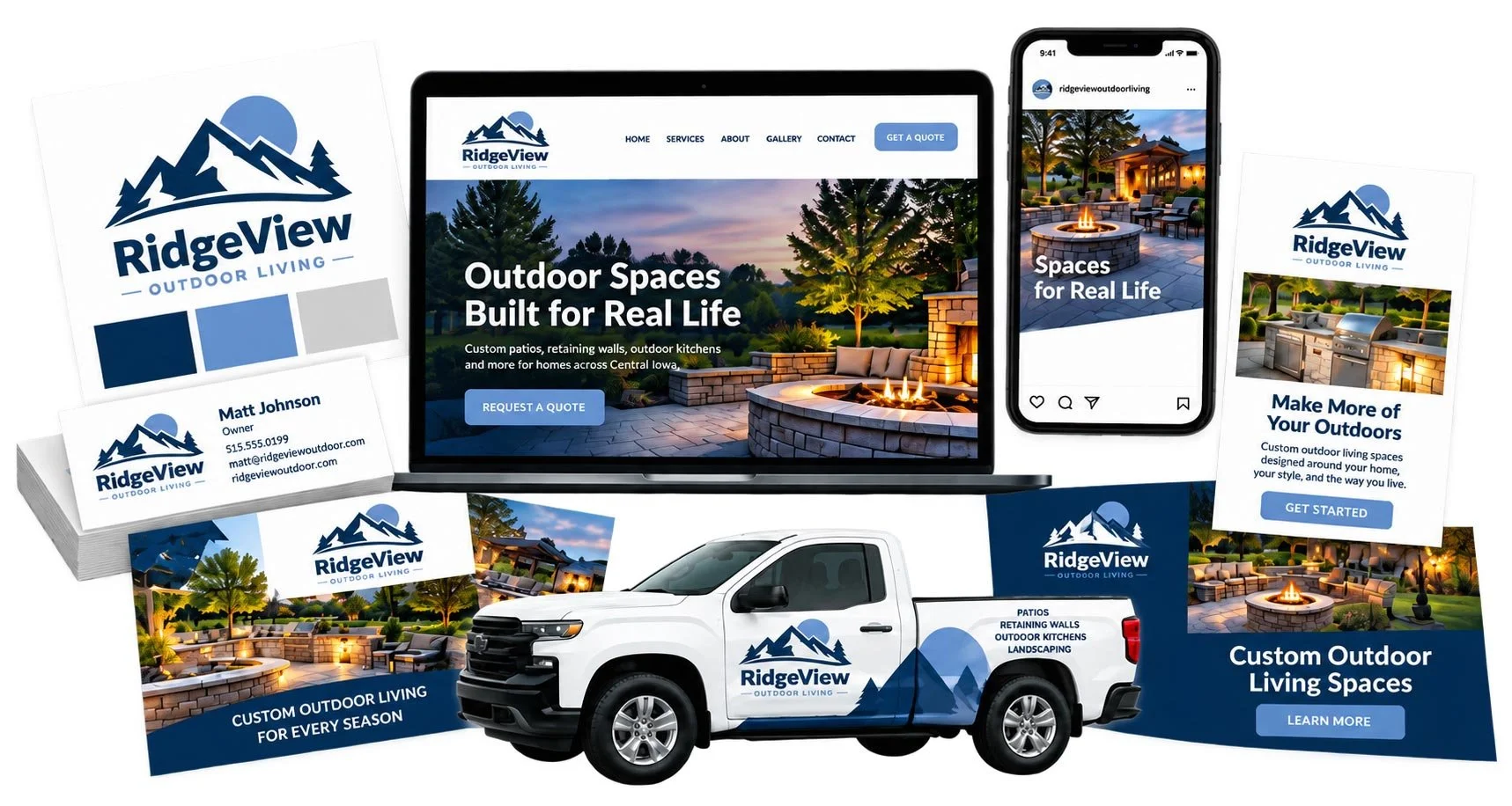 branding examples for Ridgeview Outdoor Living