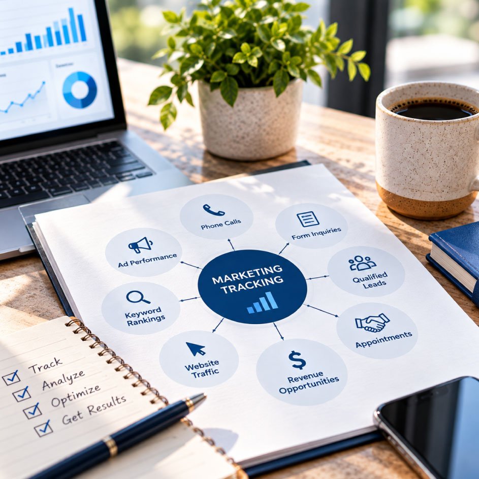 paper charts showing marketing tracking