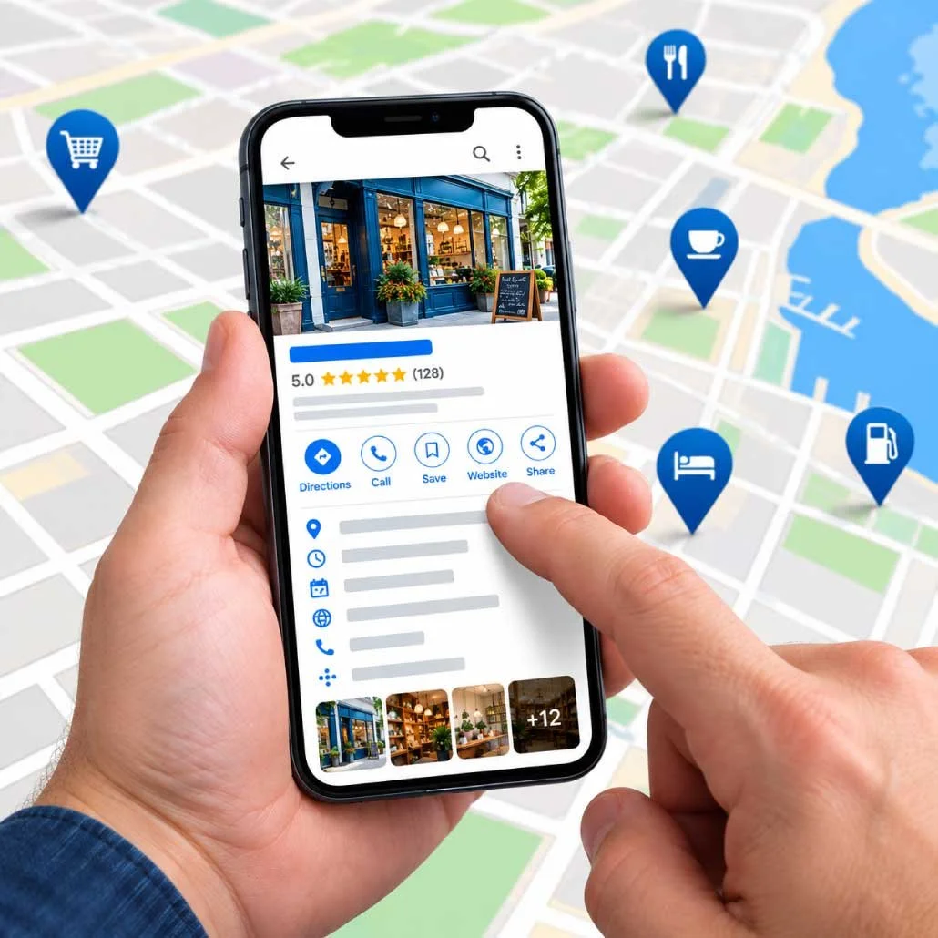 Searching Google Business on mobile phone
