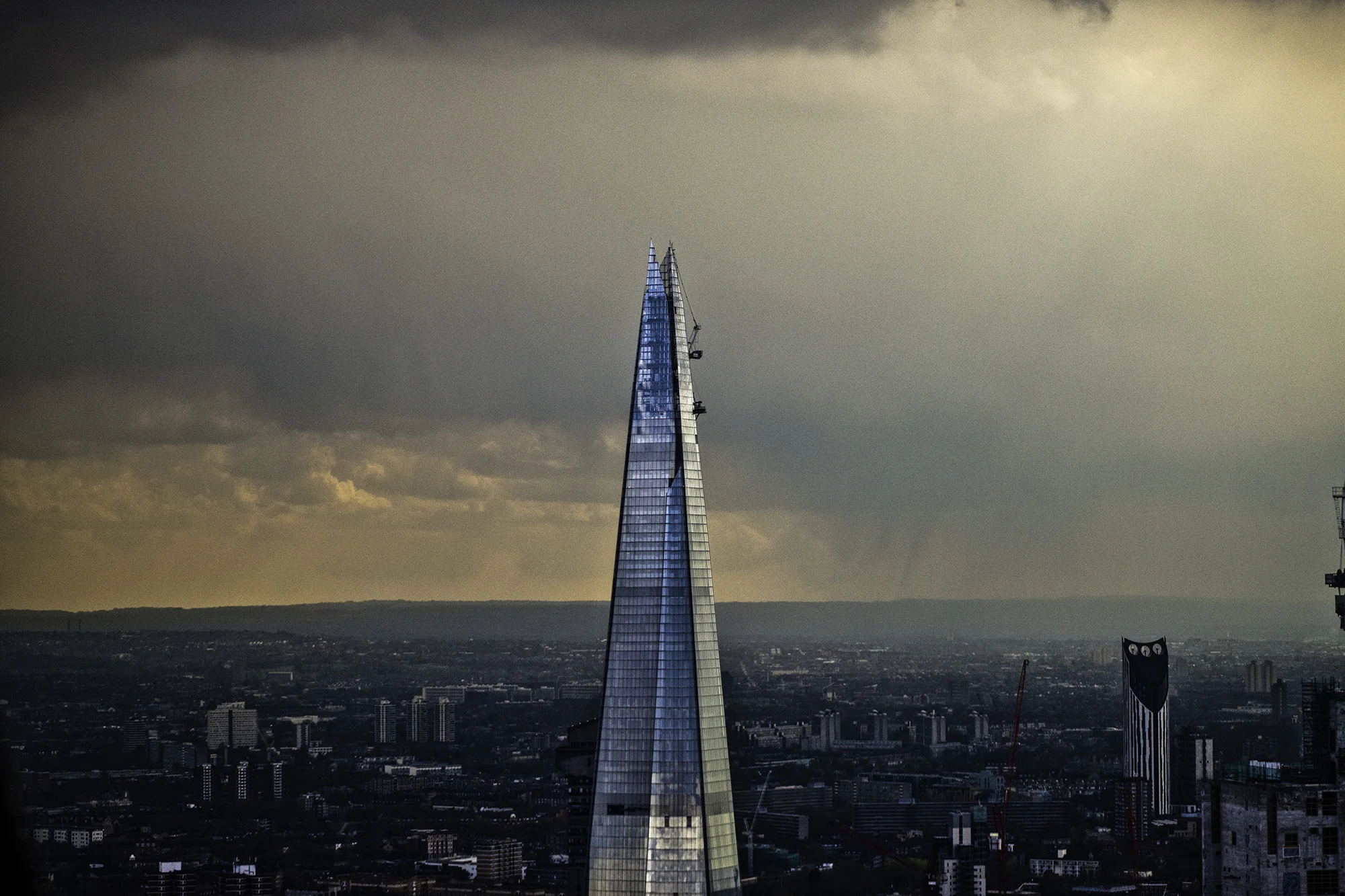 The Shard in a rainstorm