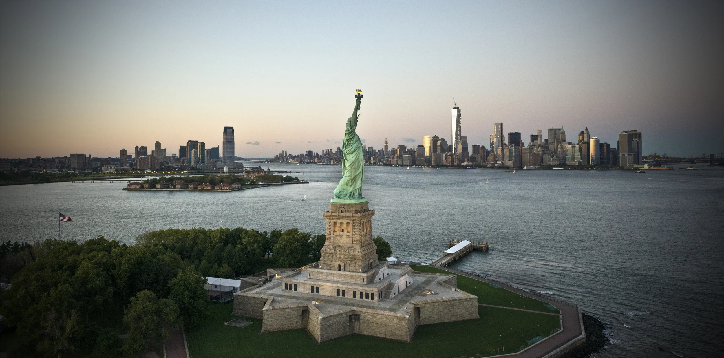 Statue of Liberty and NYC from the air