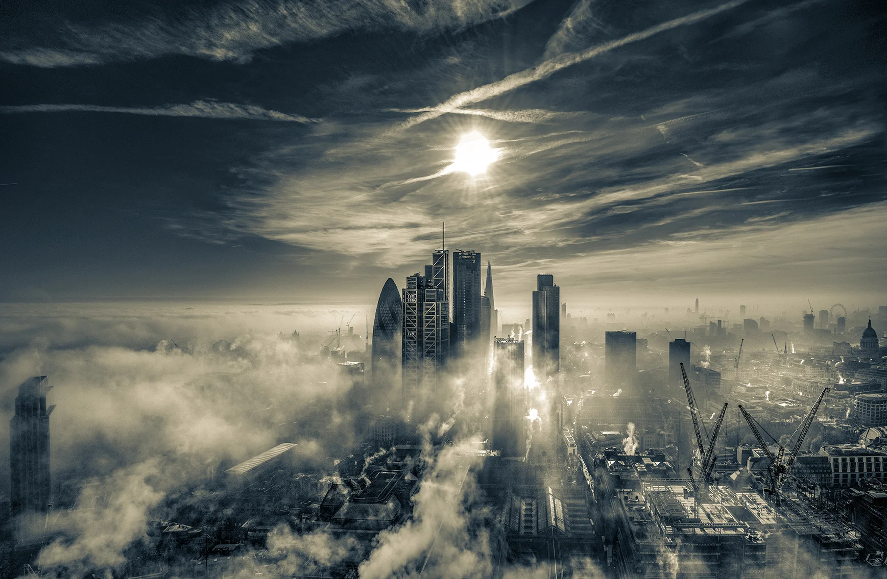 City of London:   Midday in winter looking south  