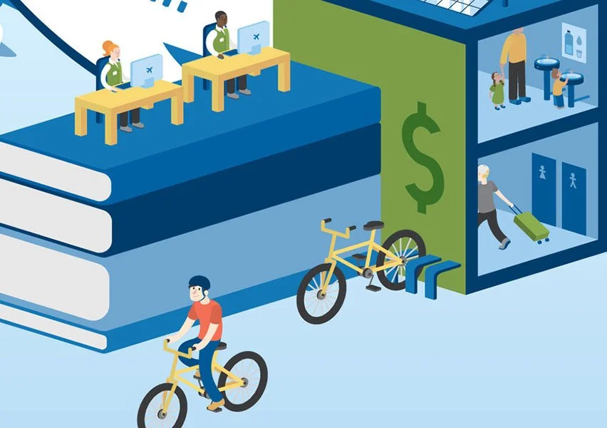 A detail shot of the isometric illustrations done for  internal in-house documents YVR Airport in Vancouver Canada.