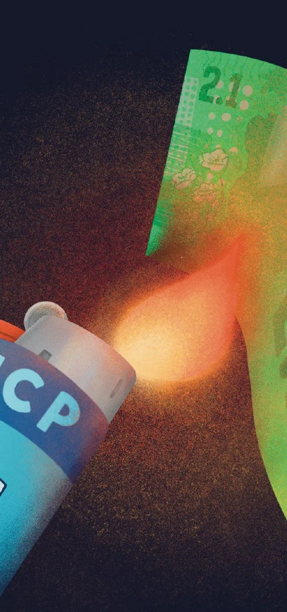 A cropped in shot of one of the illustrated attack ads criticizing the UCP done for the Alberta Federation of Labour.