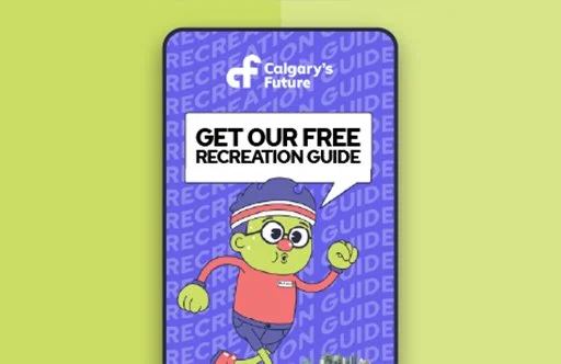 One of many variants of digital paid ads for social media that I made to advertise the digital brochure for Calgary's Future.