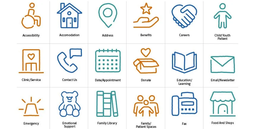 A set of icons done for the British Columbia Children's Hospital's new website.