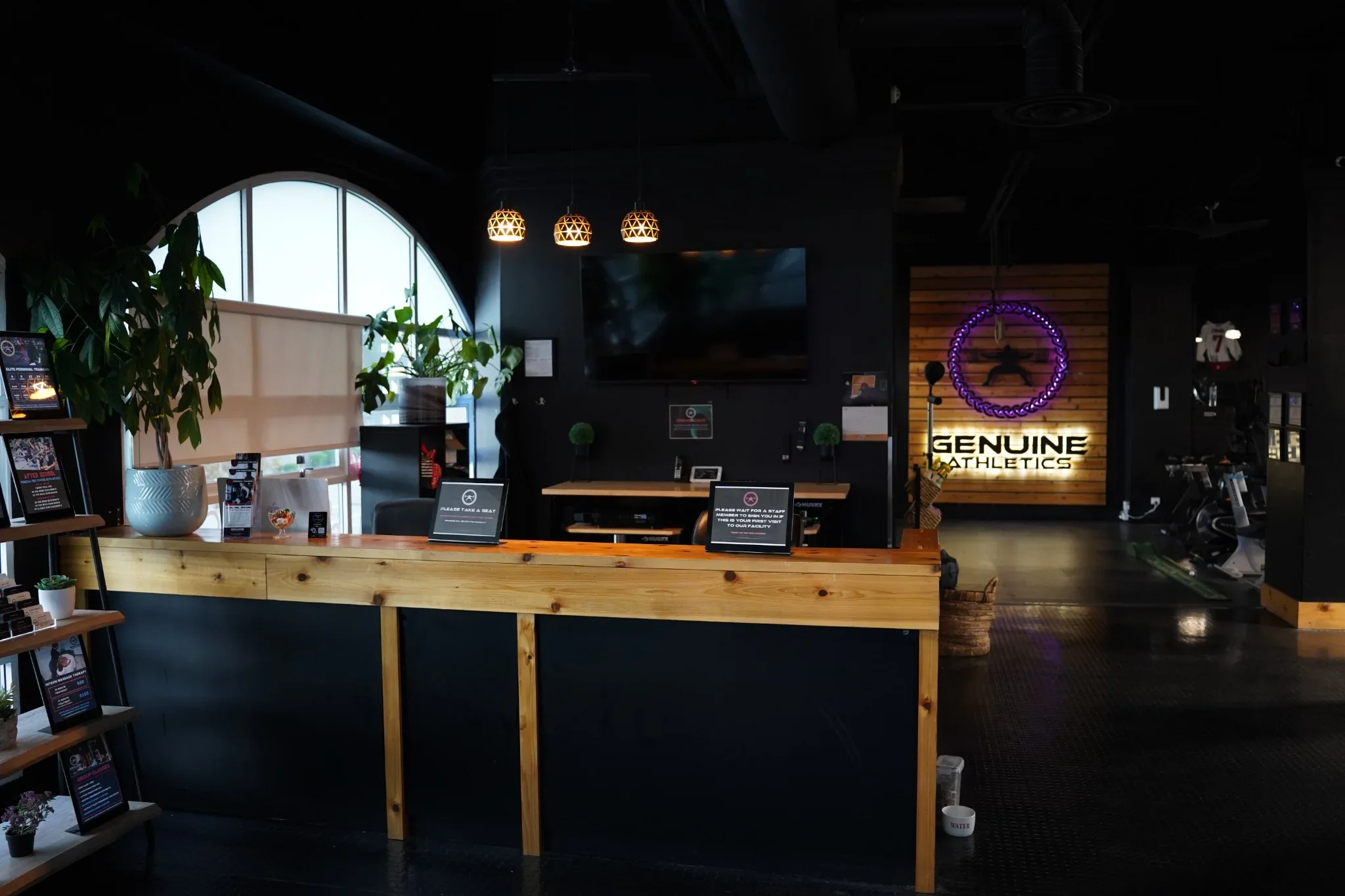 Reception area at Genuine Athletics and Rehabilitation in South Surrey.