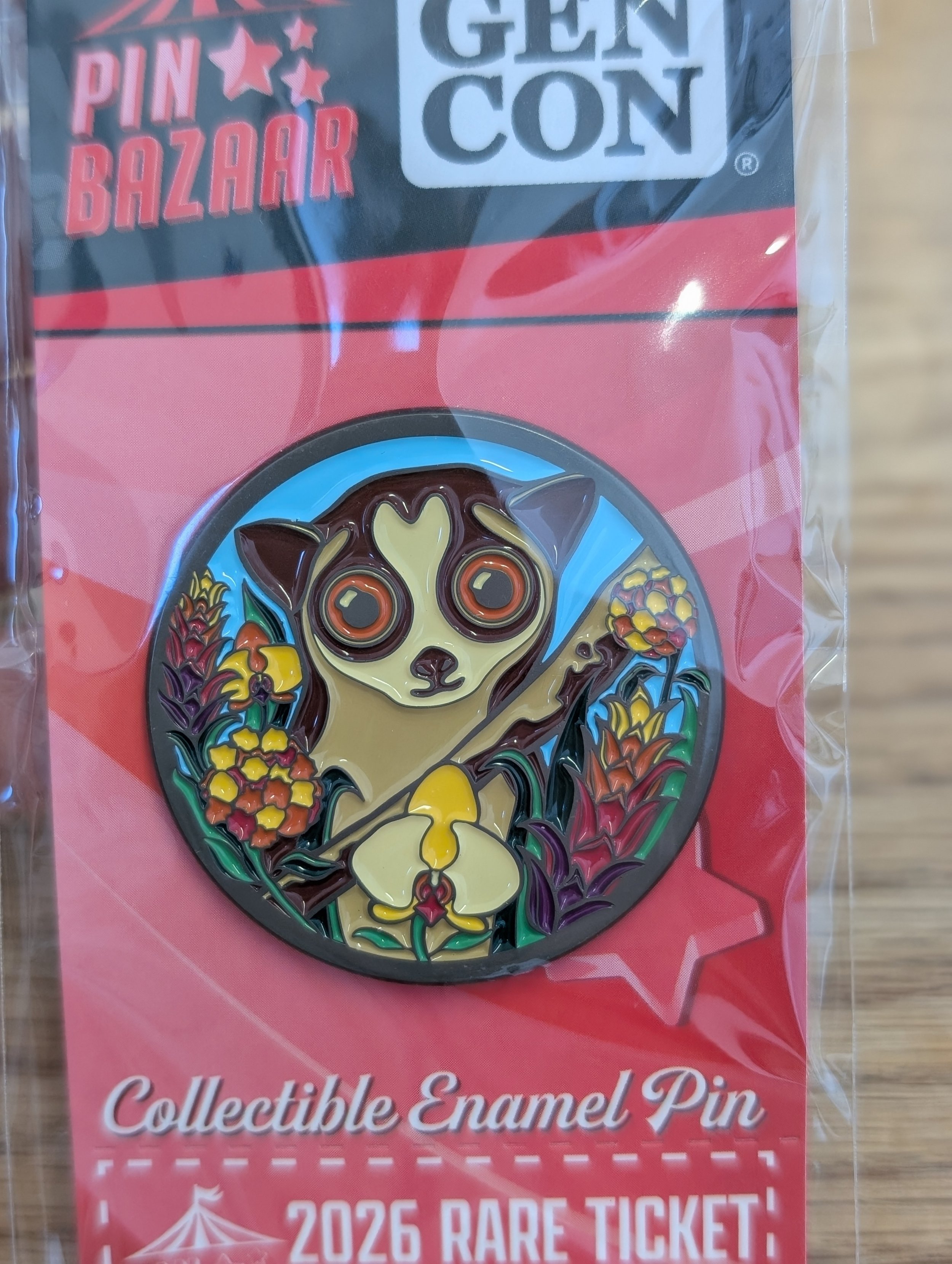 Biome Pin Pymgy Slow Loris with tropical flowers