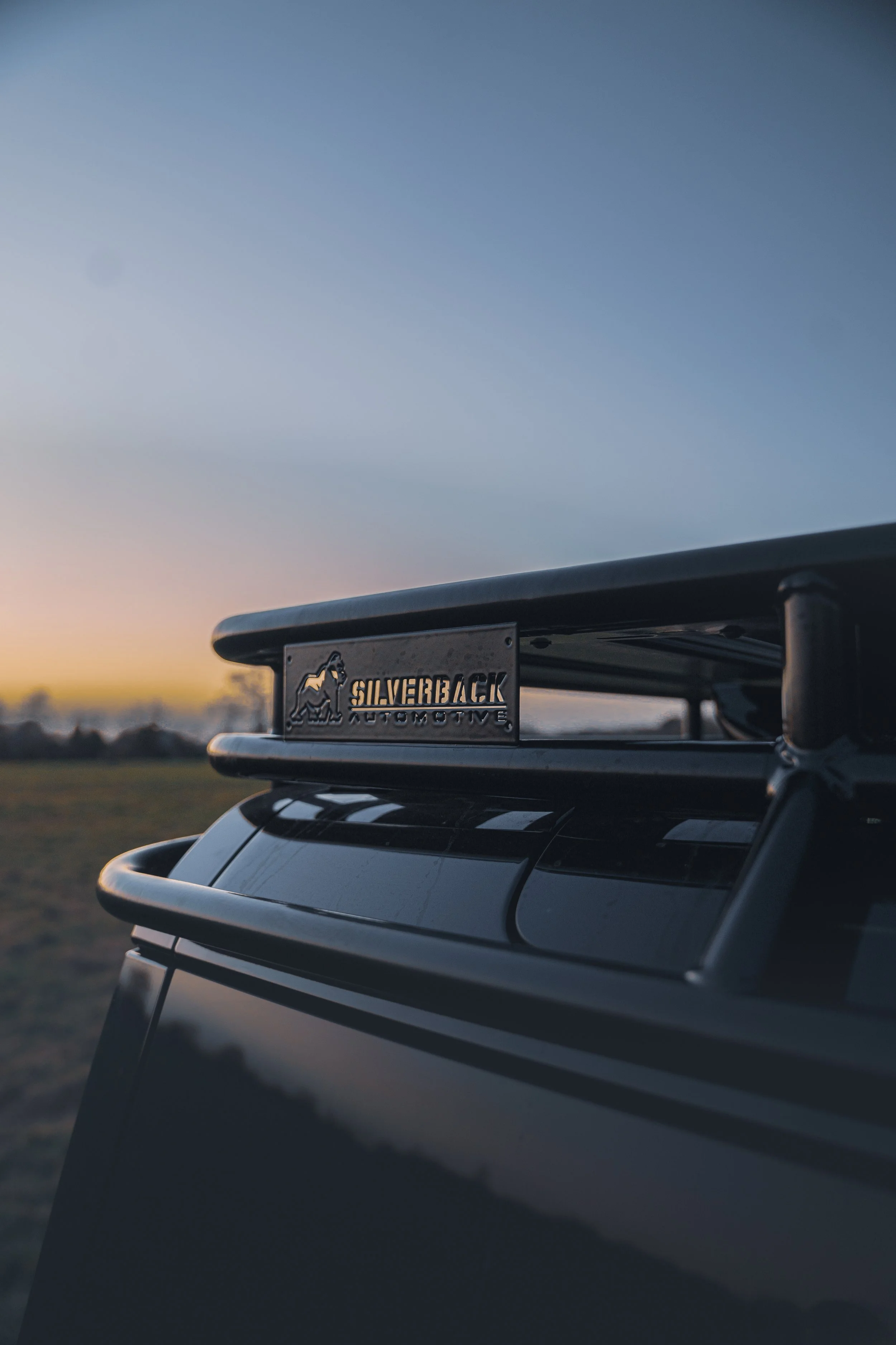 Silverback Automotive logo at dusk
