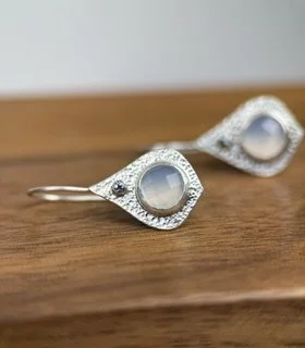 Mini Opulence Earrings- Blue Chalcedony close up lying flat.jpeg