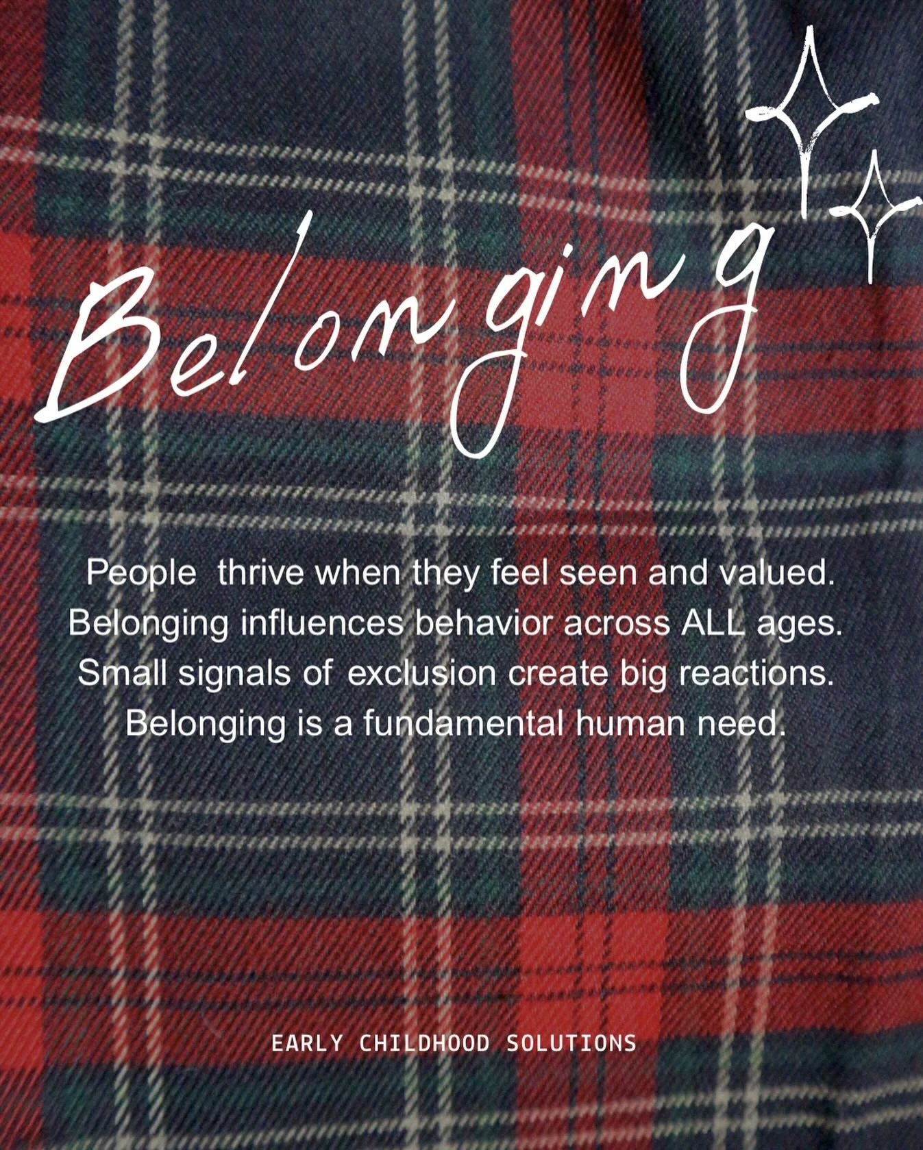How do you create a sense of belonging in your early childhood environment? Do children feel welcome? Parents feel welcome? Do  other team members feel part of the group? Join ECS book club a week from today ( December 18)  as we dive into the book &