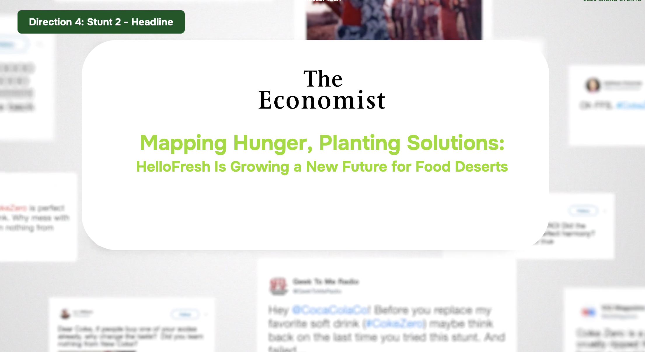 Cover page of The Economist article titled 'Mapping Hunger, Planting Solutions: HelloFresh Is Growing a New Future for Food Deserts'.