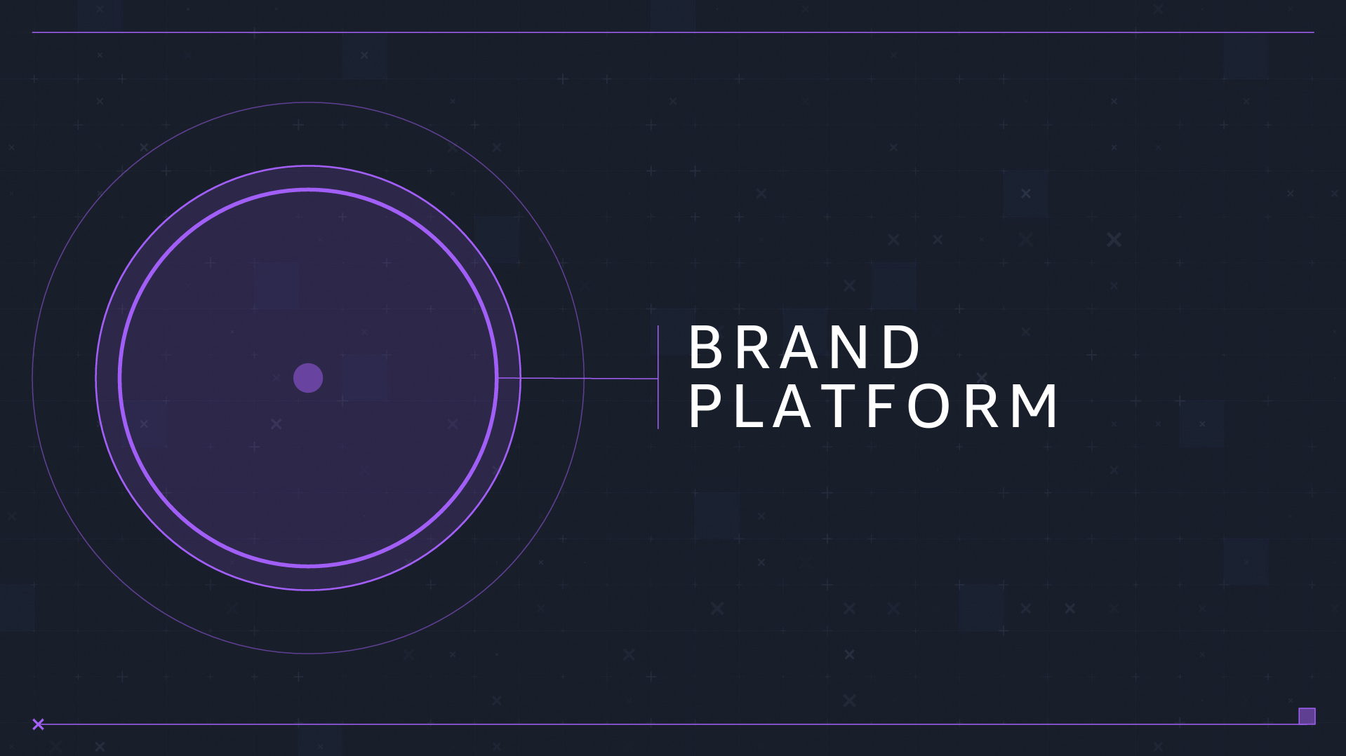 Digital graphic with circular target design and the words 'BRAND PLATFORM' on a dark background with grid and star pattern.