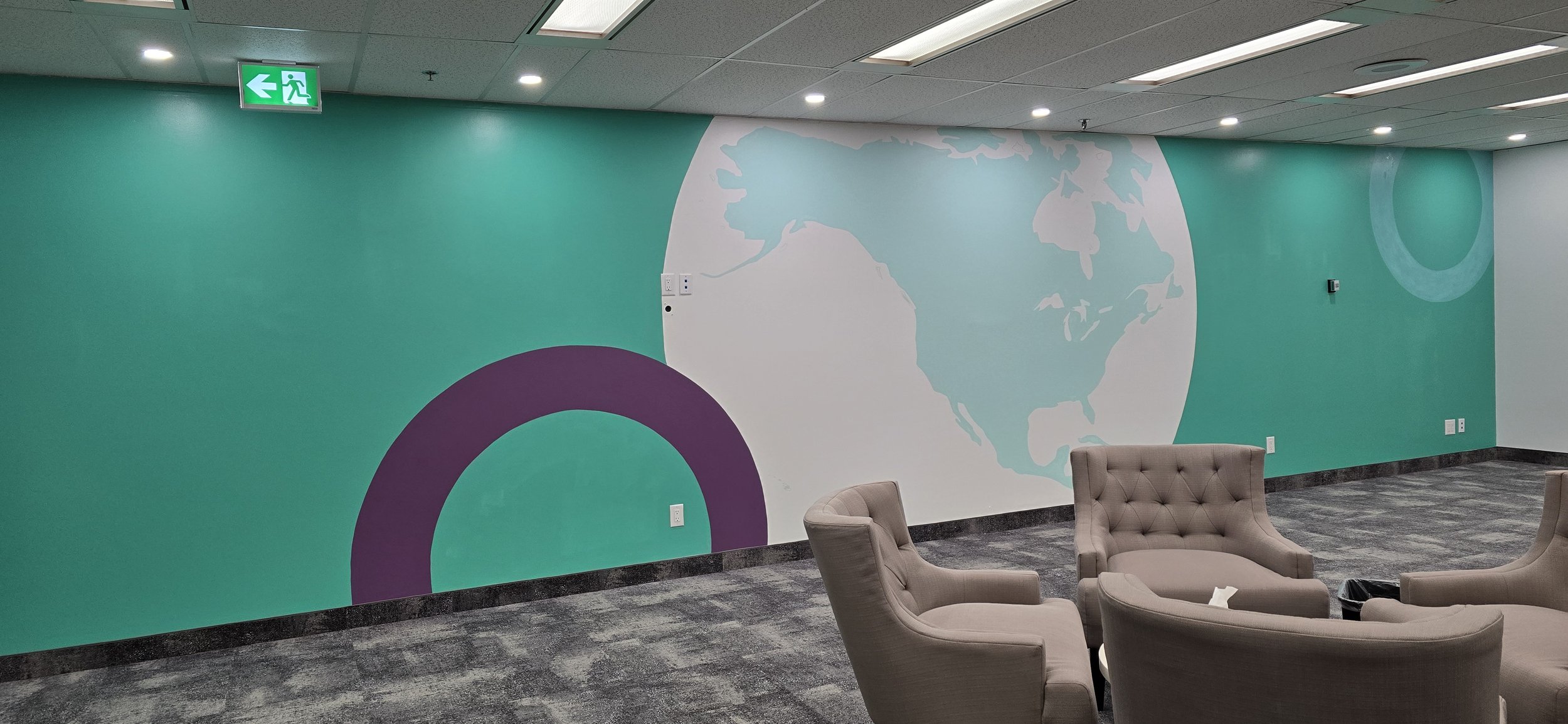 A map of North America and creative incorporation of brand colours gives this startup a place to mark the location of new clients