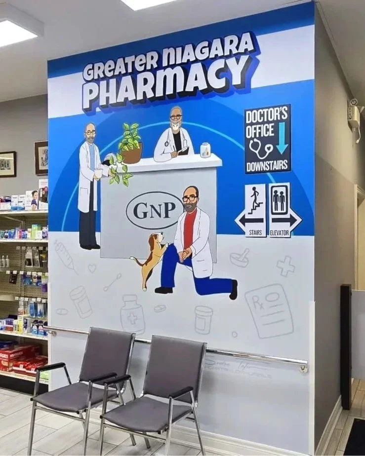 The 3 pharmacists at this location have huge hearts and so this welcome mural sets the tone for what patients can come to expect.