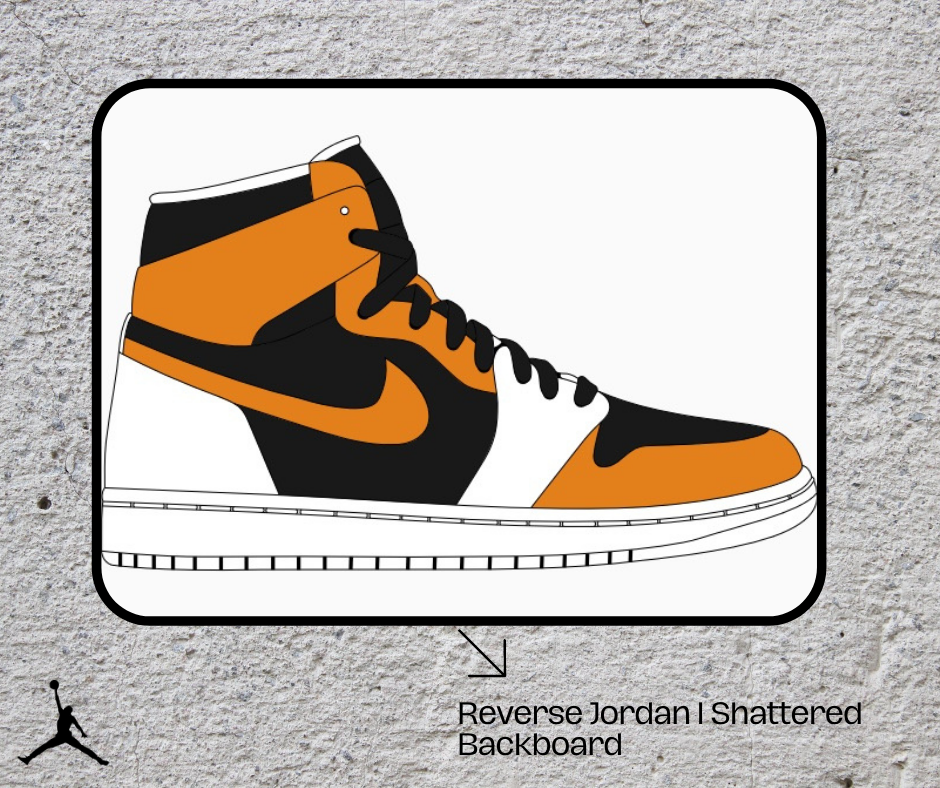 On day 1, I spent time designing my colorway and selecting the upper material for my Air Jordan 1's. One of my favorite pairs of AJ 1's is the Shattered Backboard, and I choose to reverse and flip the colors from the original shoe.