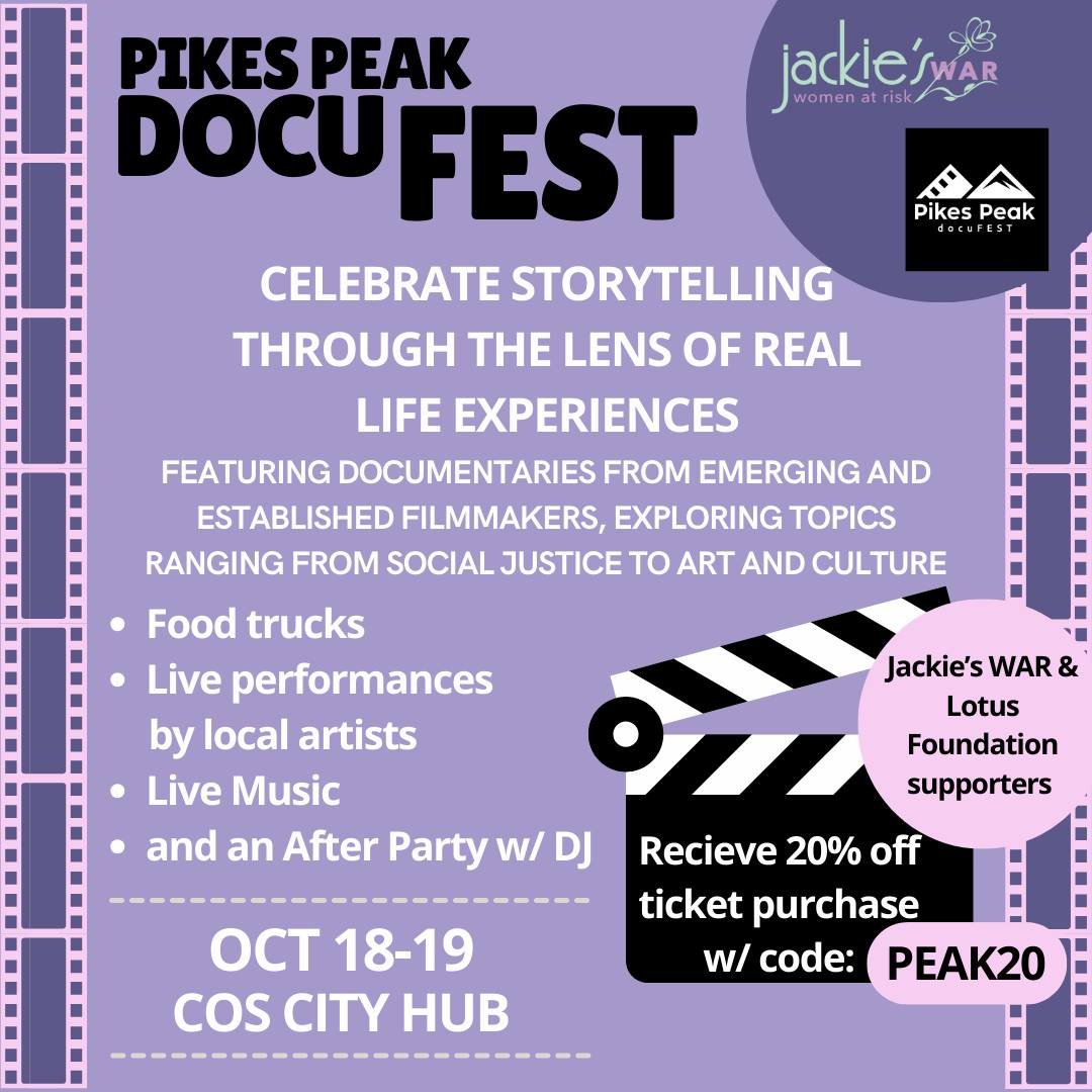 🎬✨ Get ready for an incredible celebration of storytelling at Pikes Peak DocuFest! 🎥 Join us as we dive into real-life experiences through the art of documentary filmmaking, featuring powerful films from emerging and established filmmakers!

📅 Eve