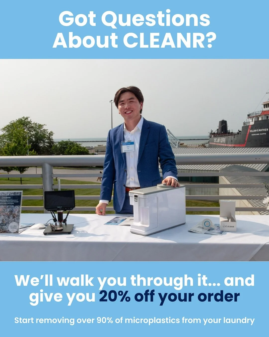 Your laundry is shedding microplastics, but you can stop them right from home&hellip; AND save money!

CLEANR works on any washing machine to remove over 90% of microplastics at the source. 

Still have questions? Schedule a call with a CLEANR team m