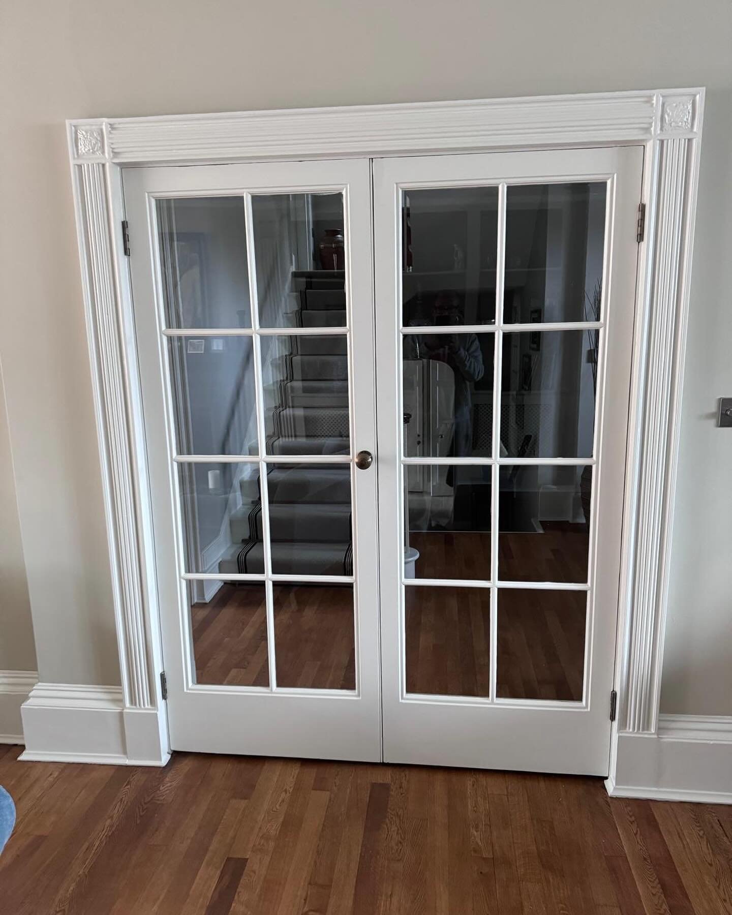 Internal double doors fitted on a project in Henley on Thames a few months ago. #architecture #interiordesign #interior #architectural #hardwood #hardwoodfloors #herringbone #chevron #chevronfloor #herringbonefloor #joinery #joinerydesign #joinerywor