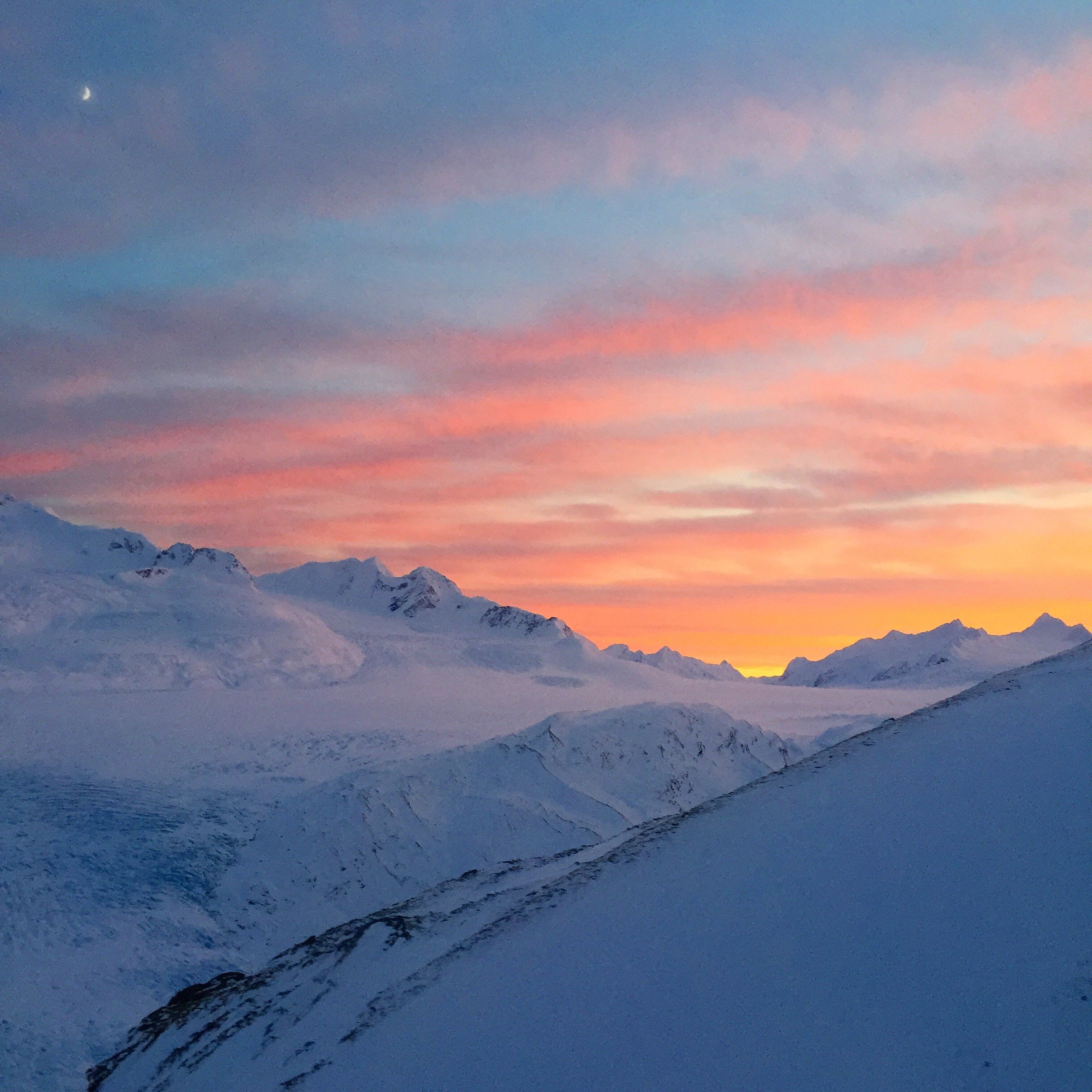 Sunset and the moon