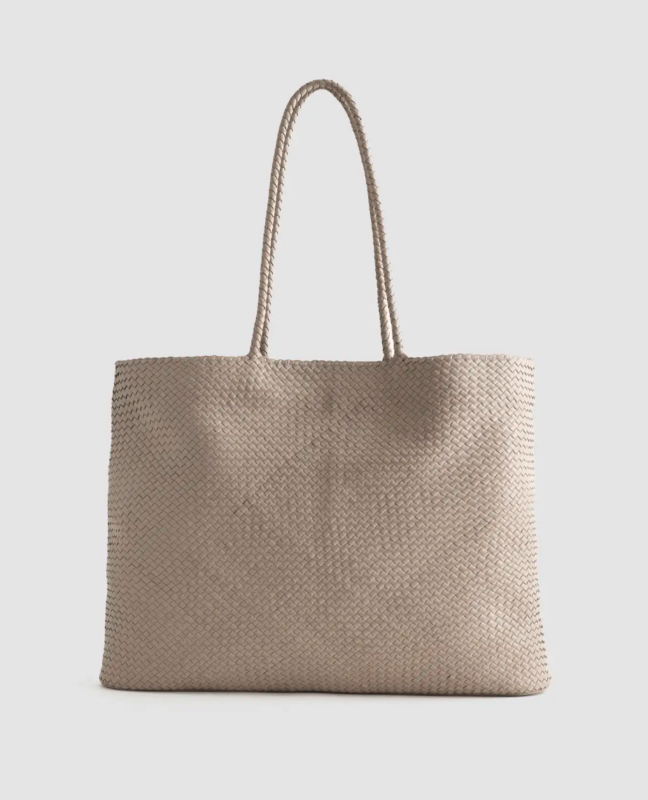 Quince Italian Leather woven tote