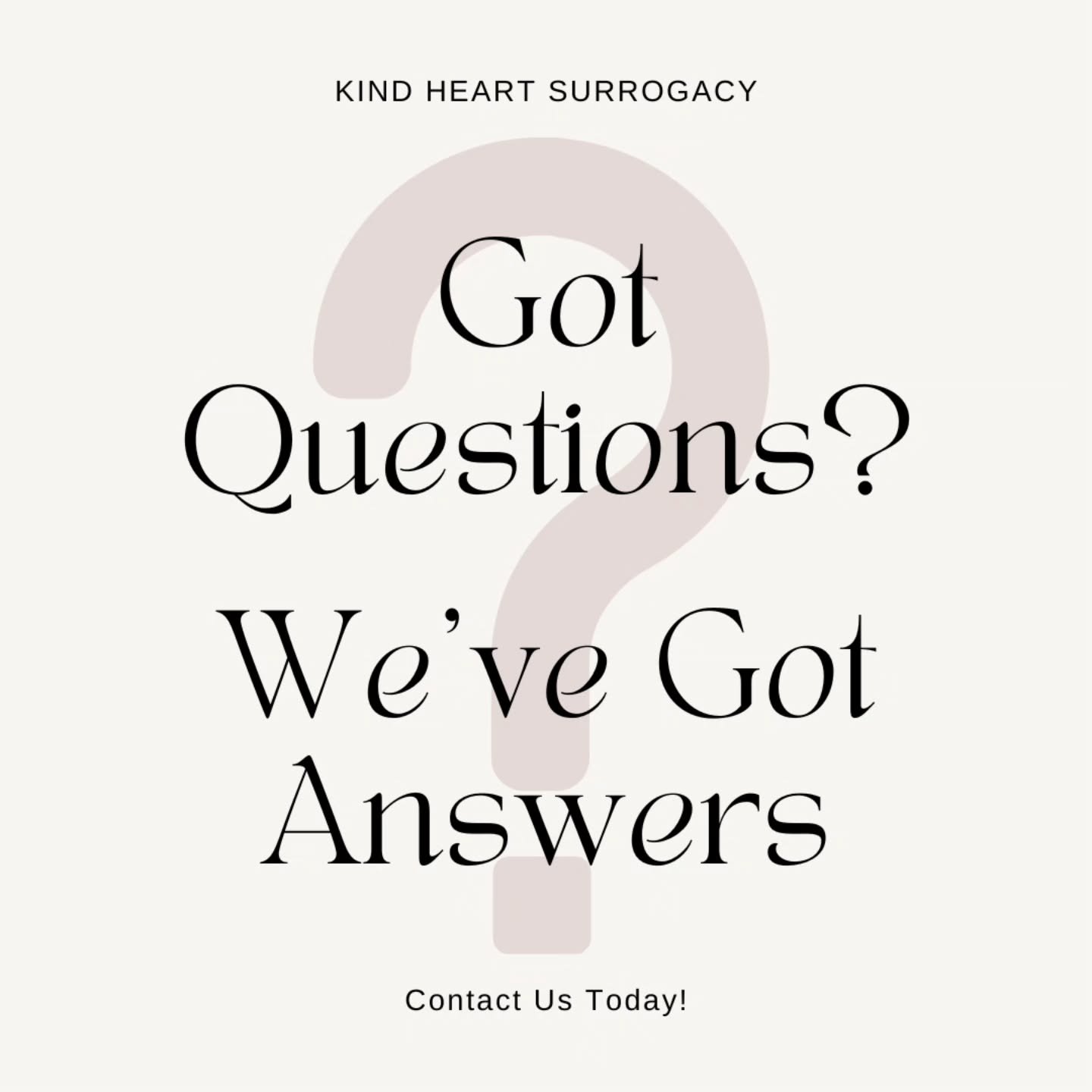Got questions?

We&rsquo;ve got answers!

Check out our FAQ on our website under &quot;Become A Surrogate&quot; to learn more about surrogacy and how you can get started today. LINK IN BIO

#SurrogacyFAQ #GetInformed #beasurrogate #surrogacyquestions