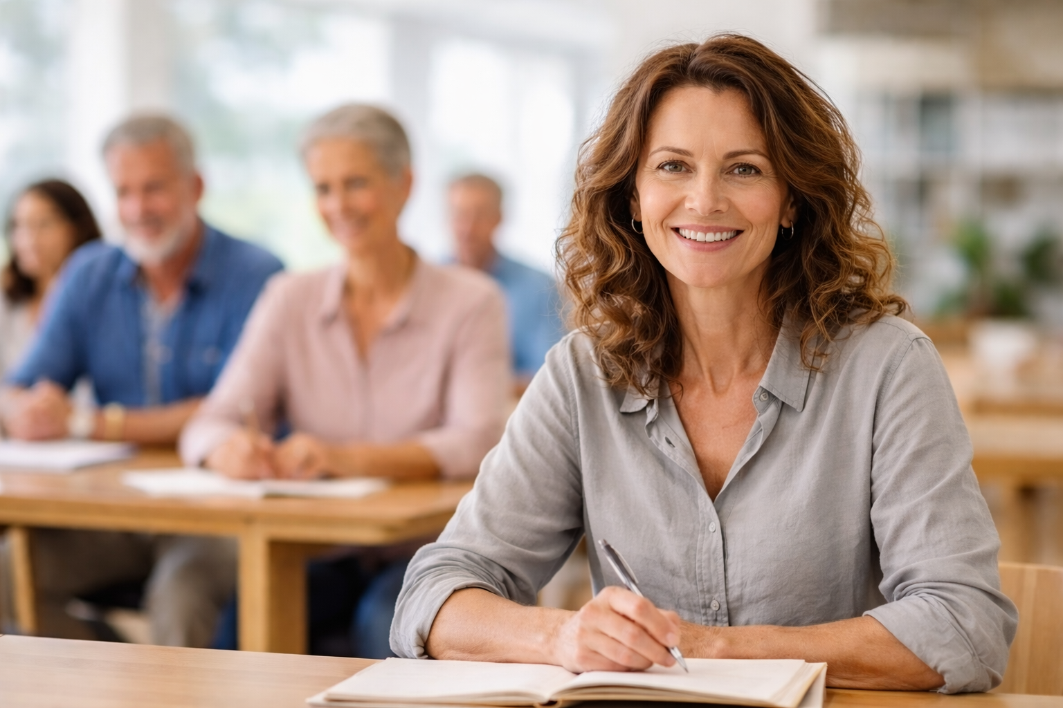 smiling woman in classroom