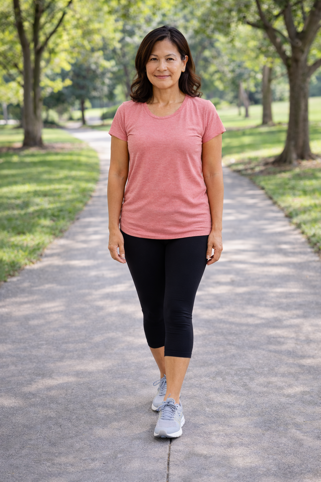 Asian women in tandem stance