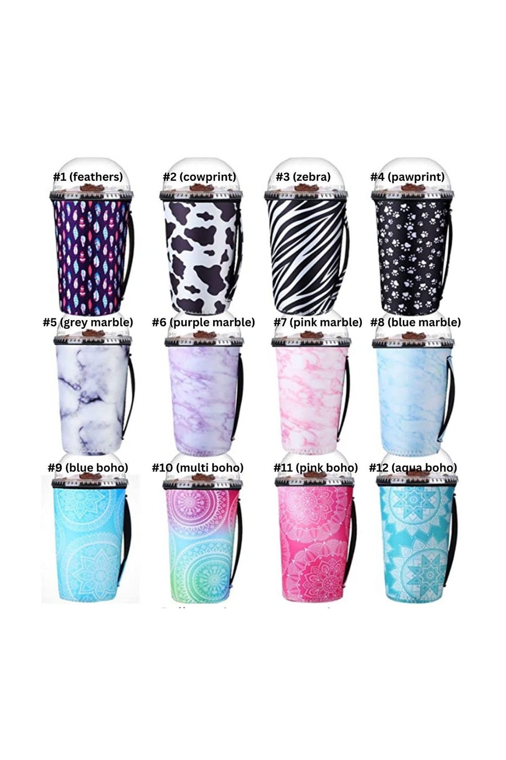 Neoprene Cup Holder for 18-32 oz Tumbler Cups - WITH HANDLE! Various  Prints, Patterns, and Colors! — MaeBug's Loaded Teas & Boutique