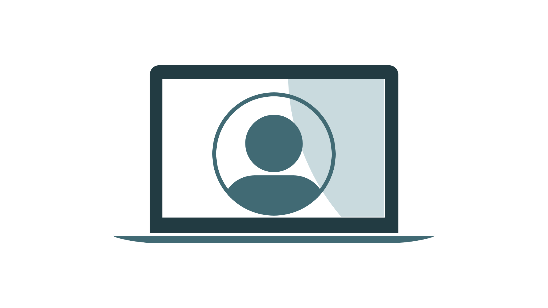 Illustration of a laptop displaying a user profile icon on its screen, representing online identity or profile.