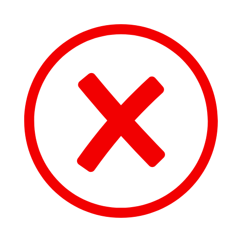 Red 'X' inside a red circle on a black background