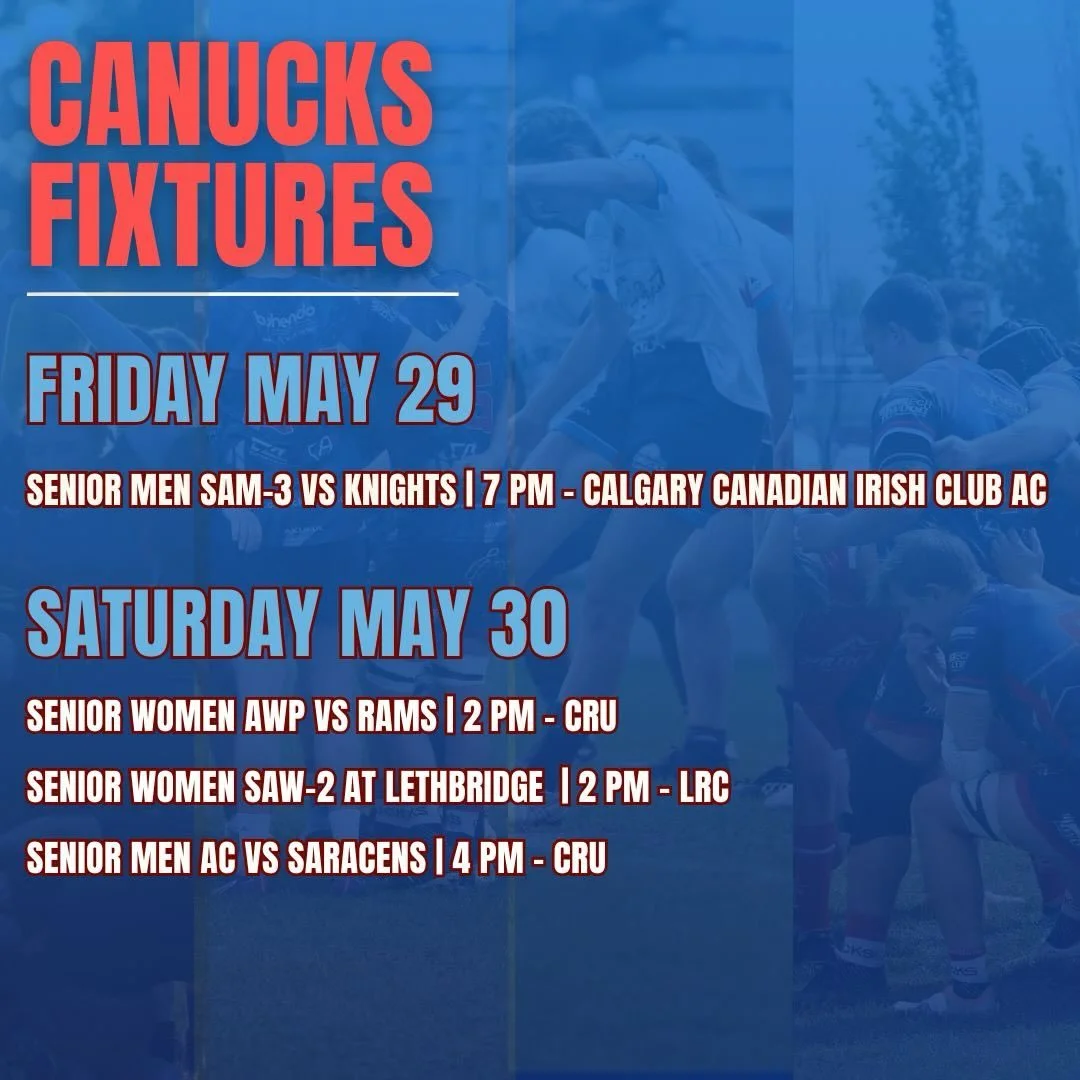 This week&rsquo;s fixtures for our Seniors. Make sure to get out and support! 

#CanucksRugby #UpTheCanucks