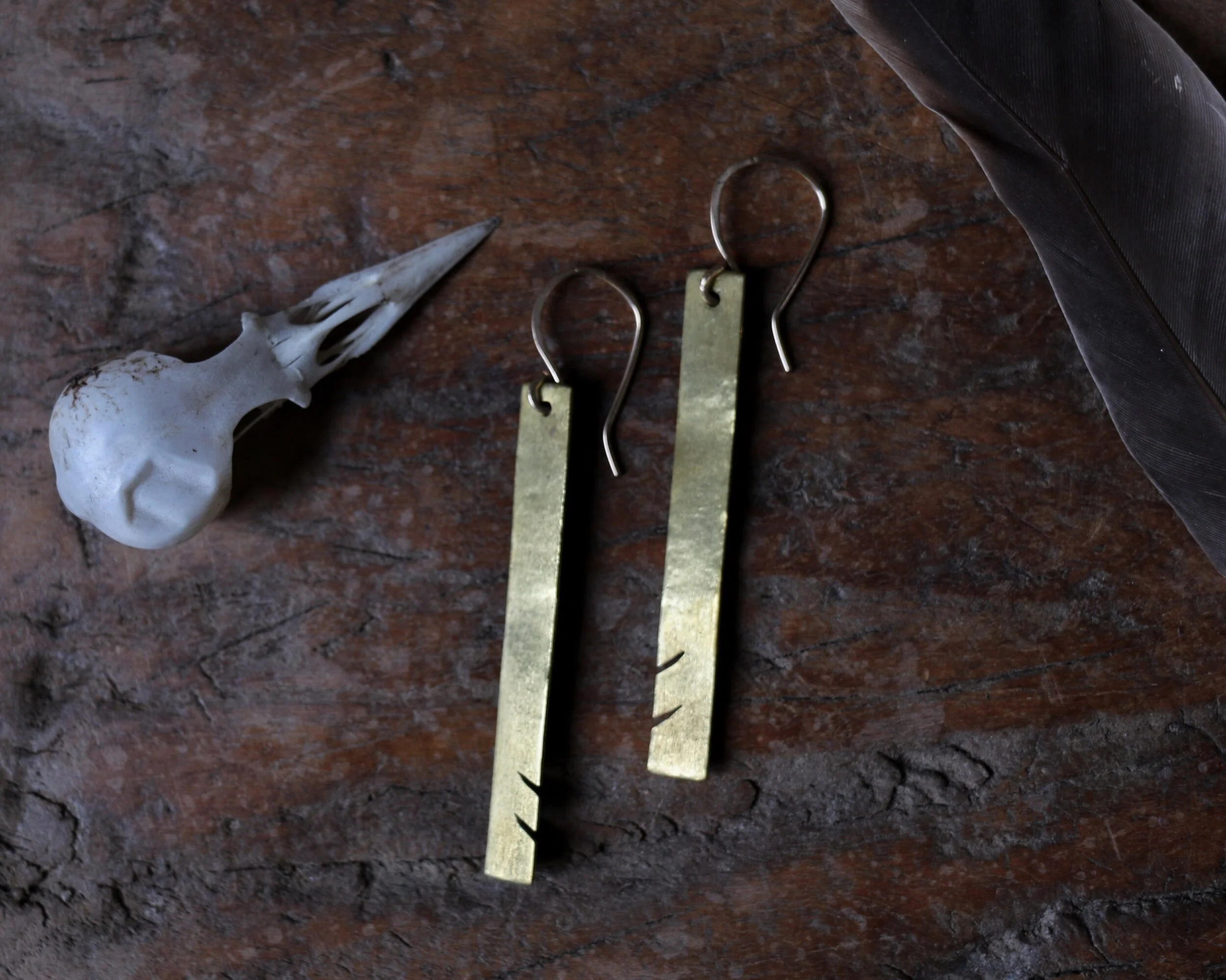 Hawk Earring - Brass
