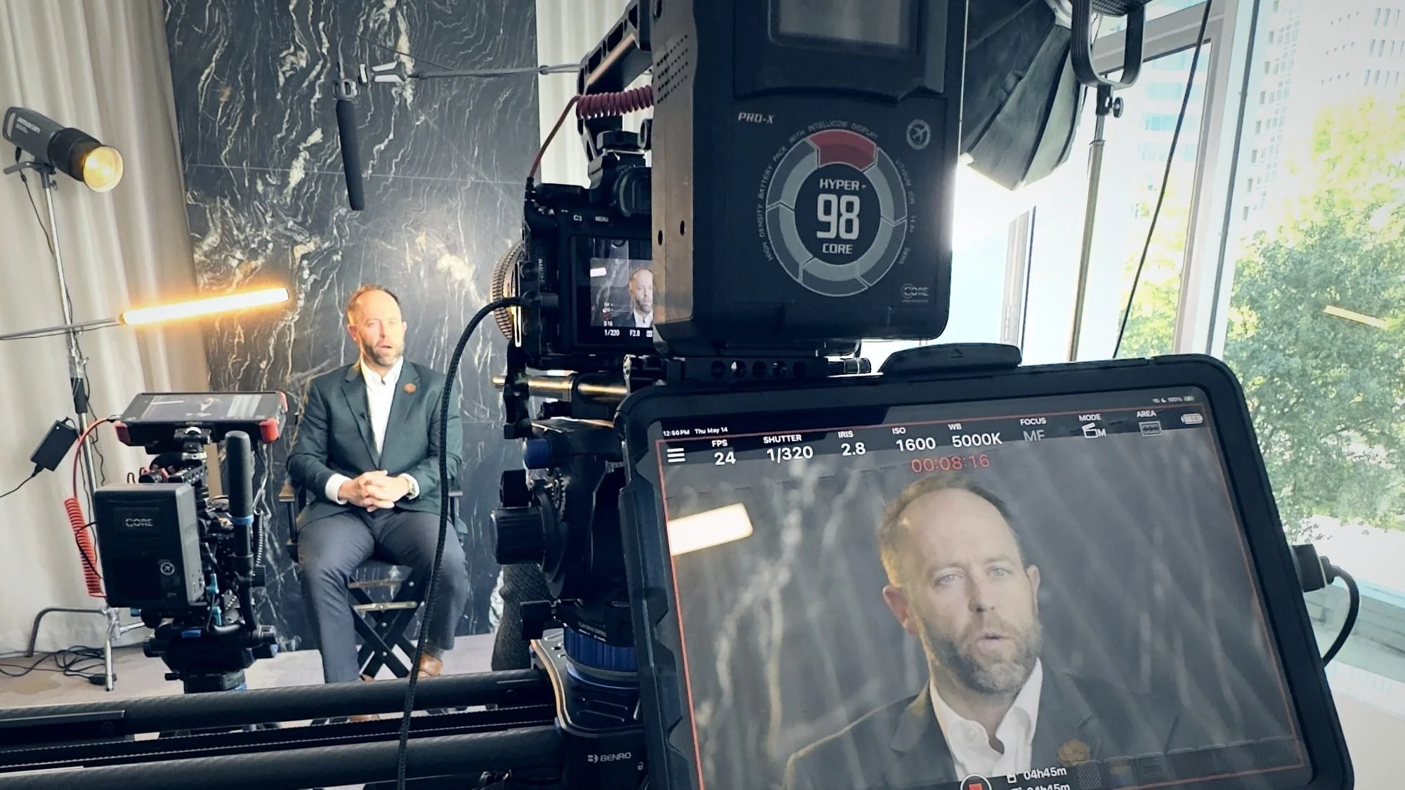 RED cinema camera on an executive interview set filmed by Dallas videographer Alex Kinter
