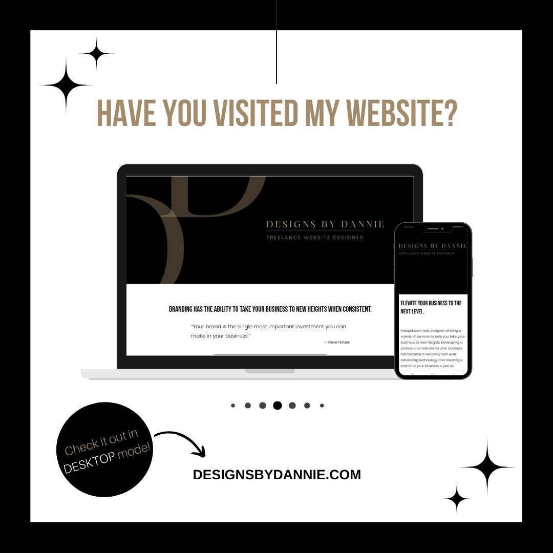 If you haven't visited my website, check it out in DESKTOP mode!

Visit my website for a first-hand look at one of my custom designed websites! While exploring, you'll also find service and pricing information. Reach out anytime if you have any quest