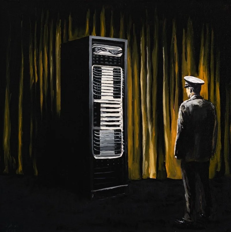 CMND CTRL (2025).
Oil on linen.
100x100cm (39.4x39.4in)