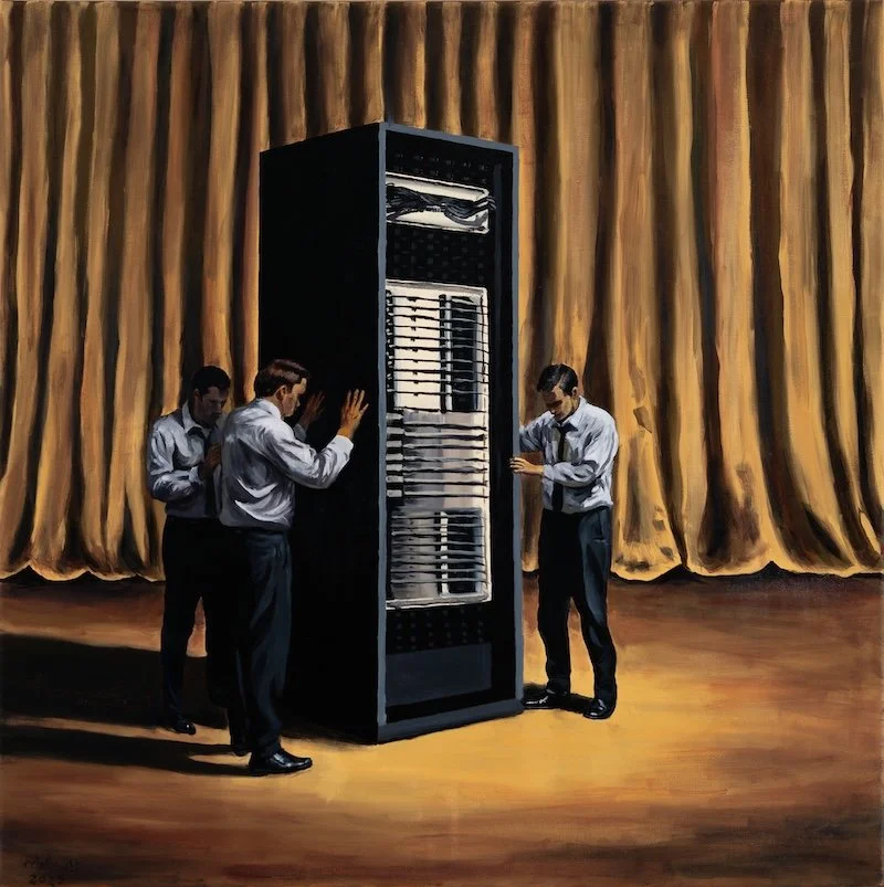 The Servers (2025).
Oil on linen.
100x100cm (39.4x39.4in)