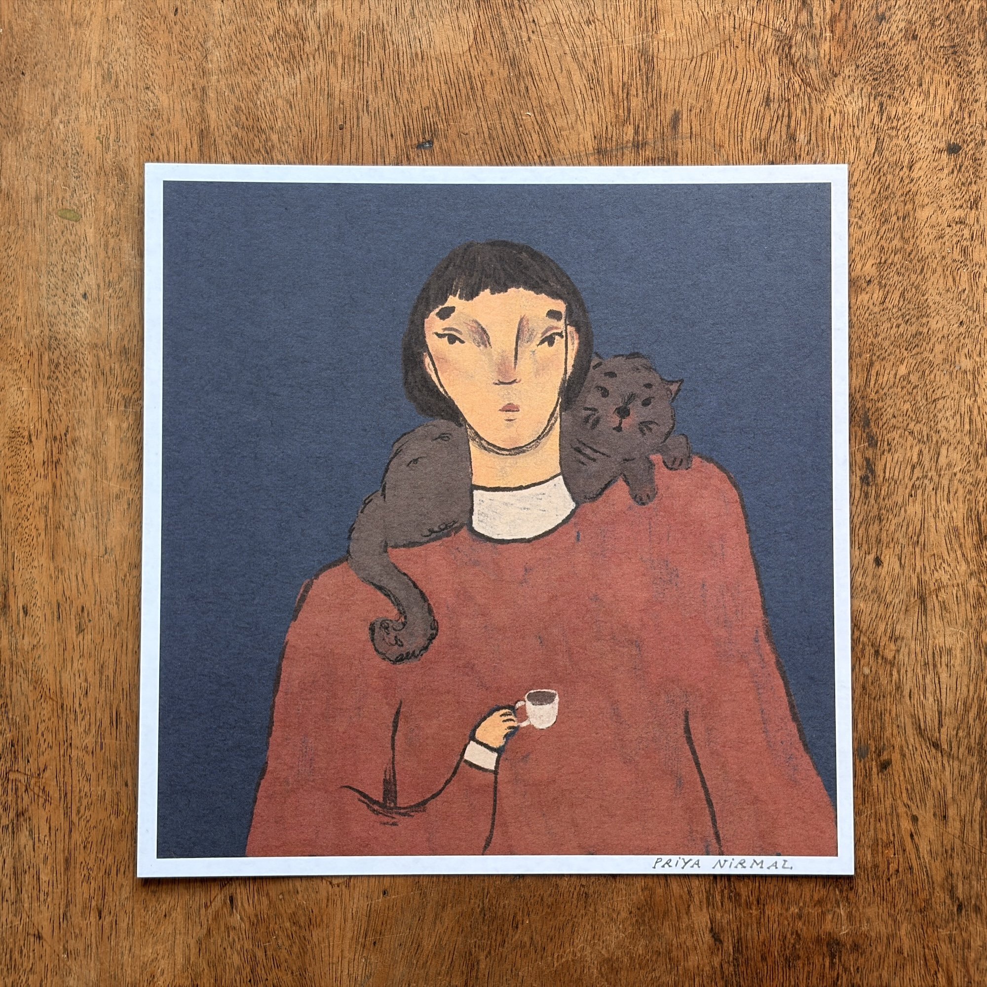 cat and coffee art print